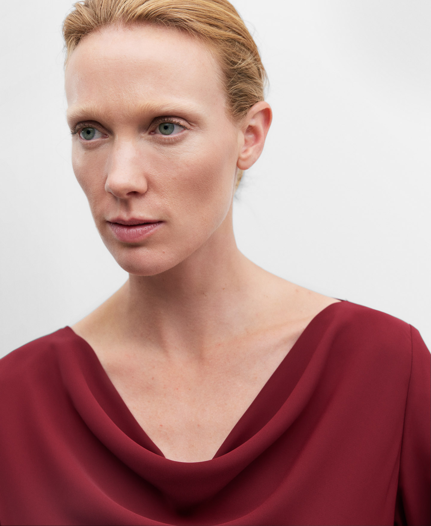 Draped collar blouse for women image number 3