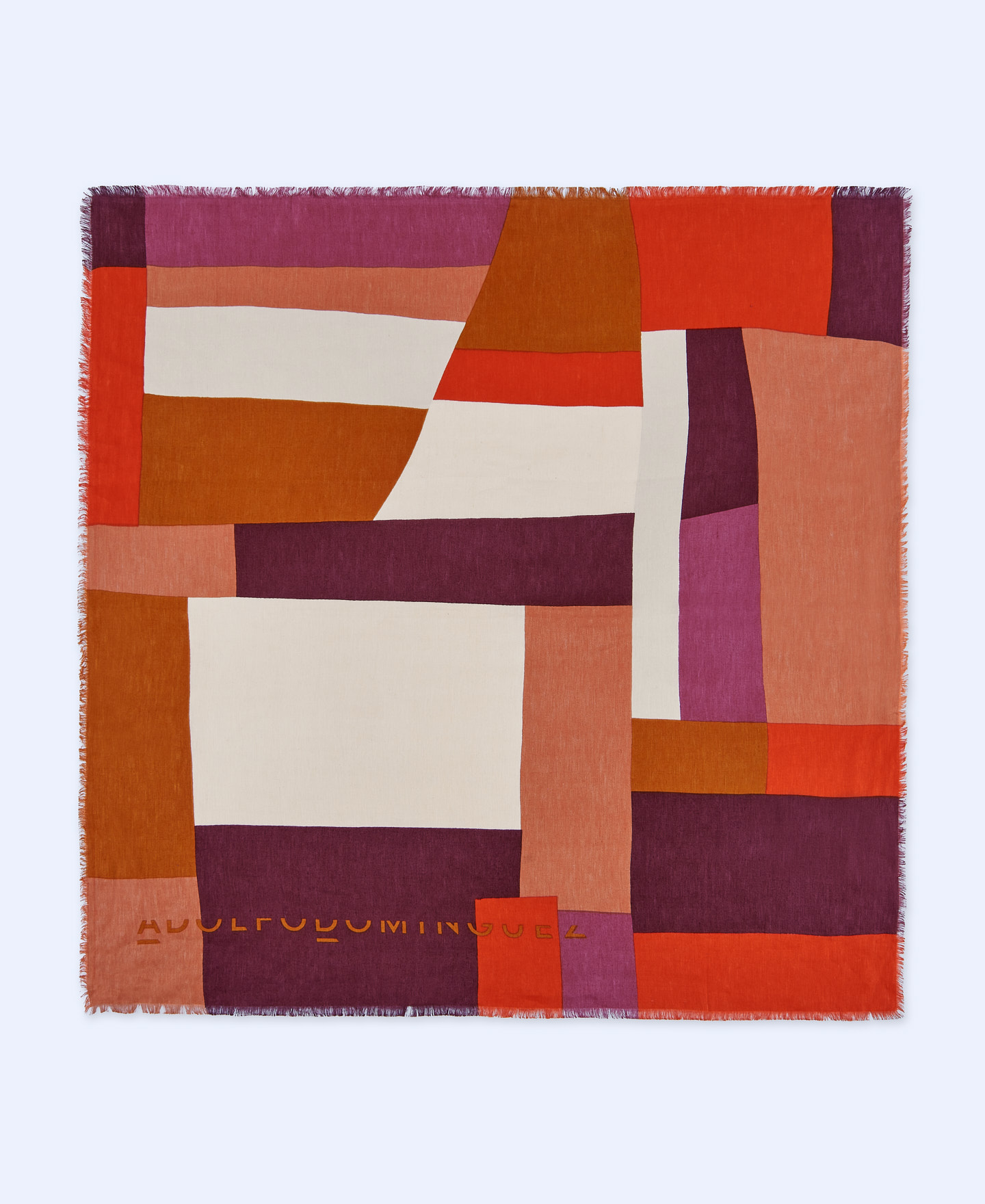 European linen Color Block printed shawl image number 0