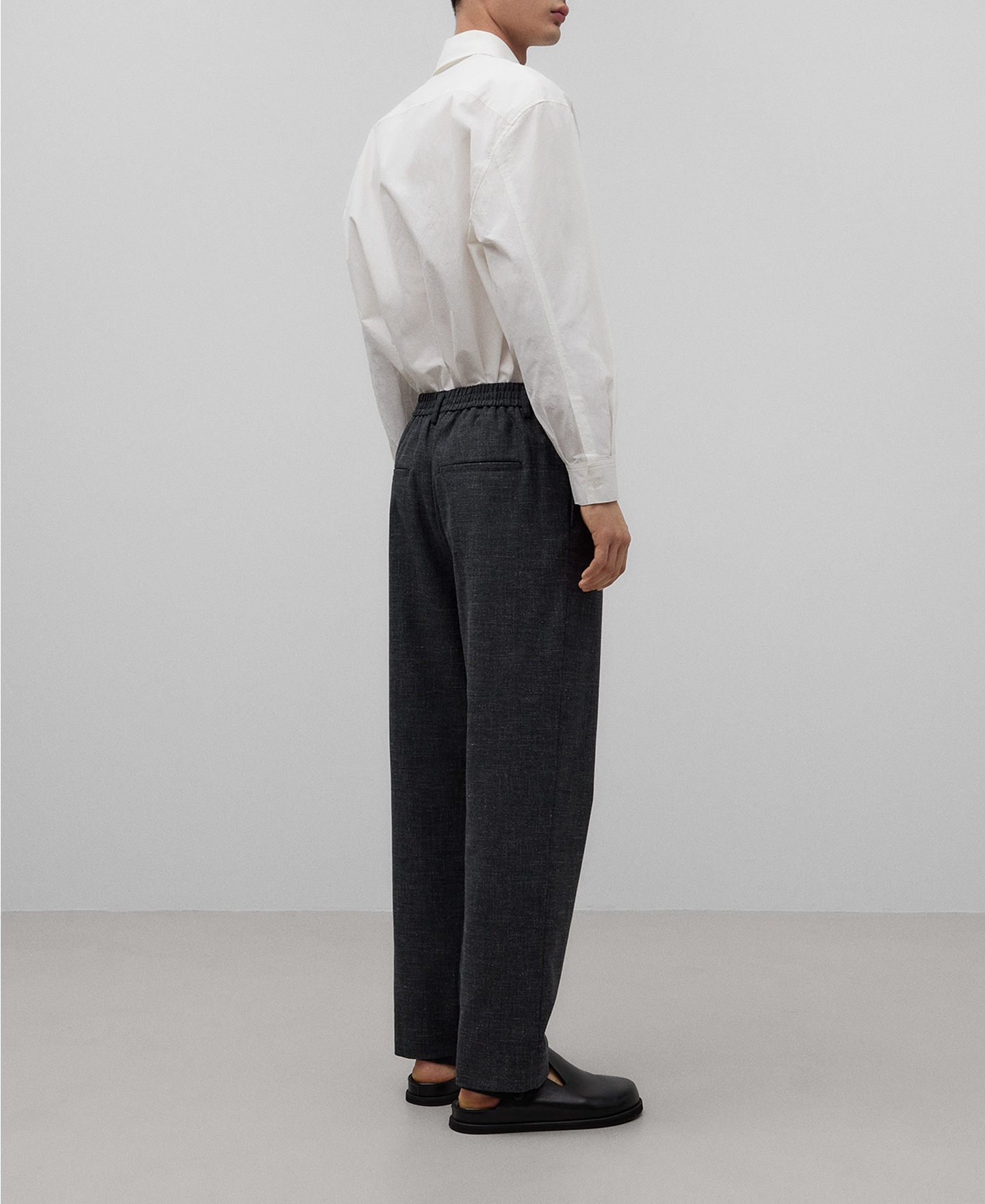 Melange gray relaxed fit trousers man image number 2