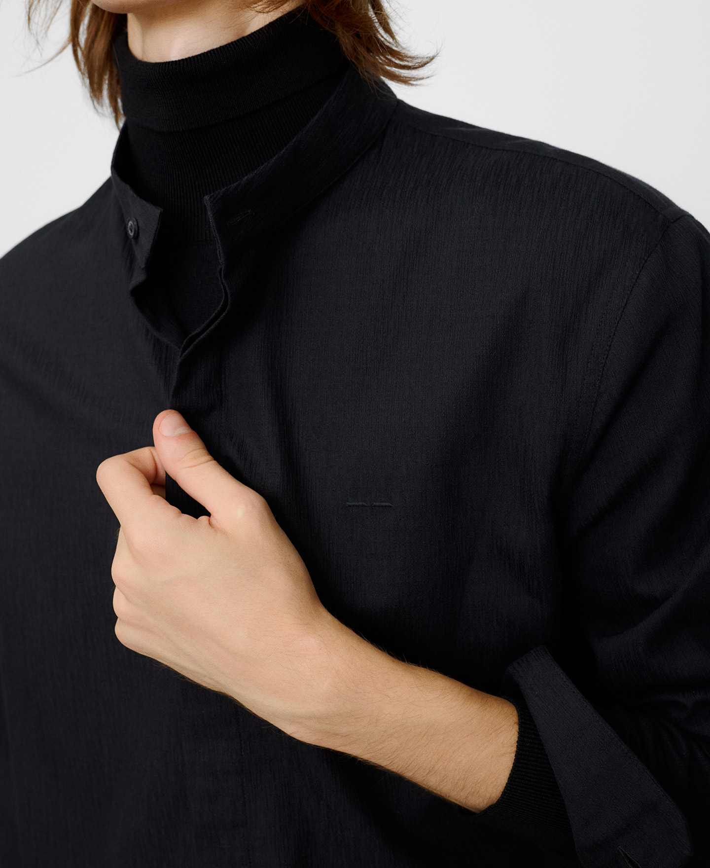 Cotton regular fit Mandarin collar shirt image number 3