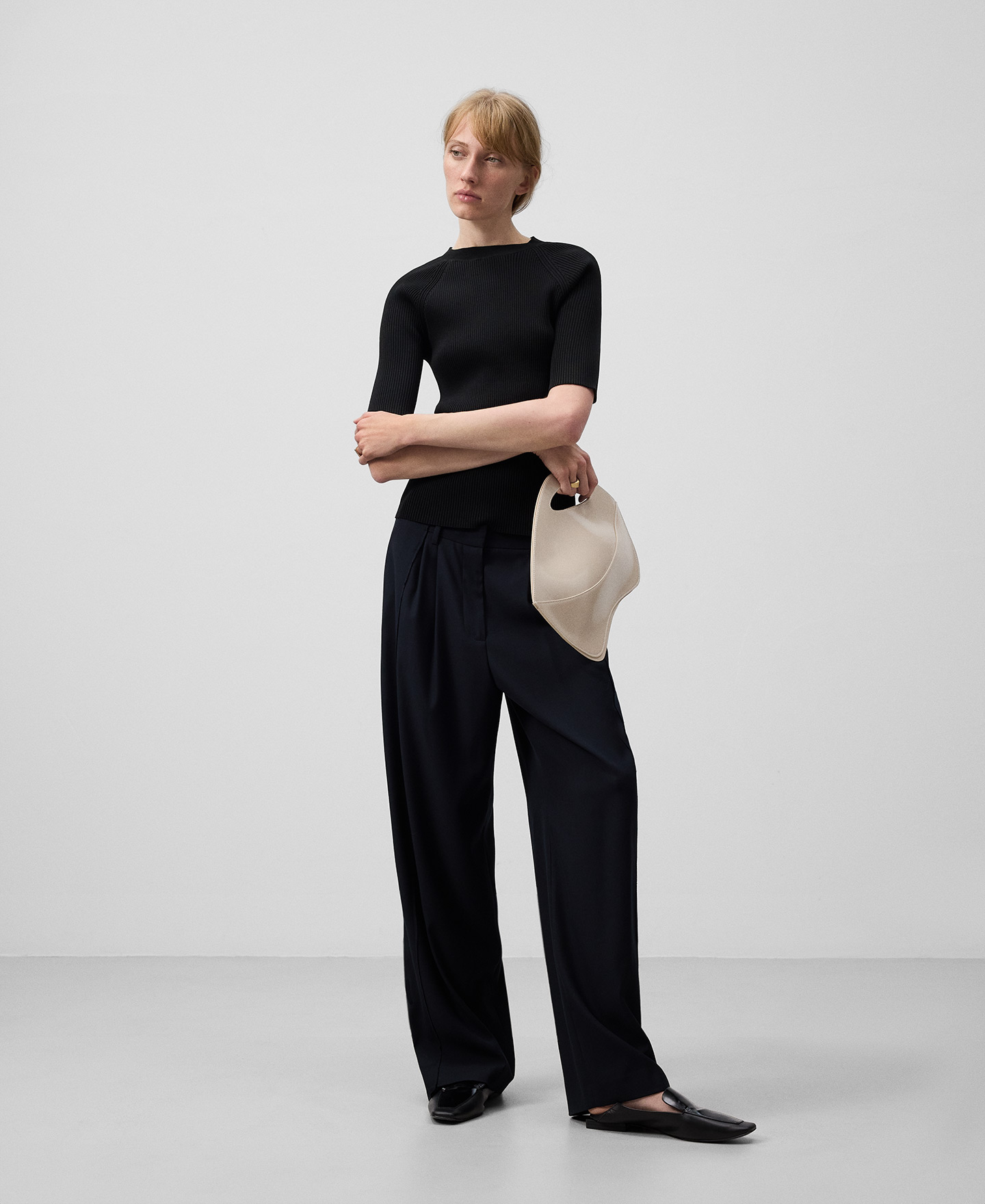 Short sleeve ribbed sweater woman image number 1