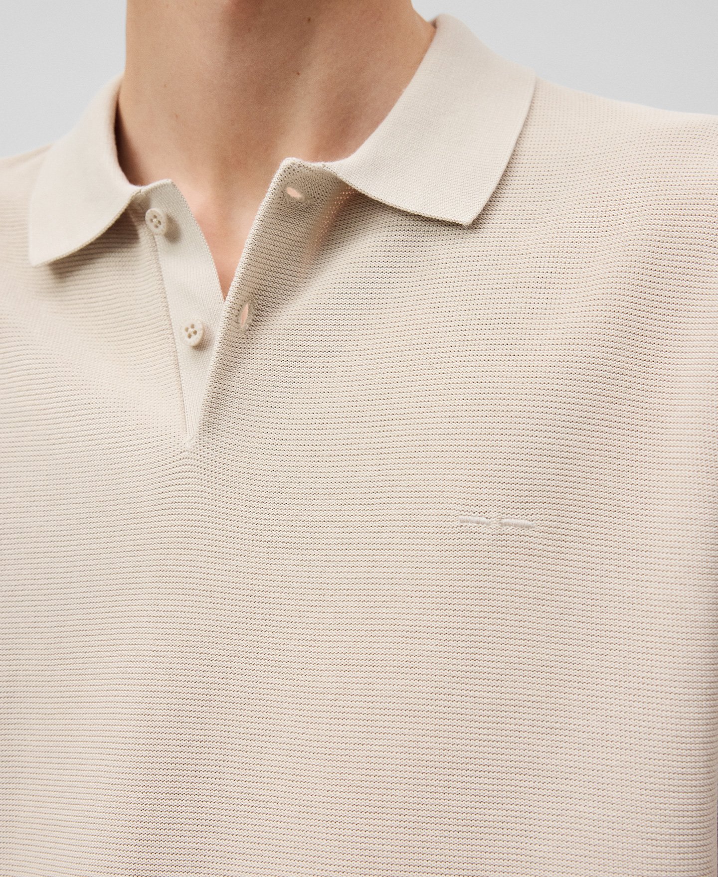 Cotton blend structured knit polo shirt man image number 3