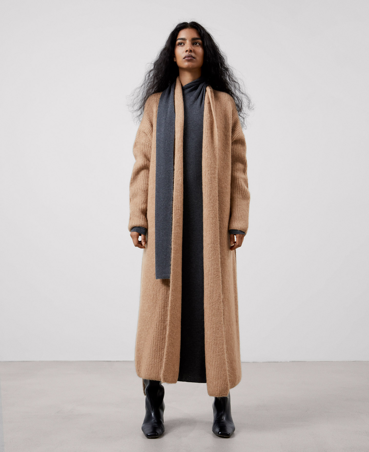 Alpaca fabric long jacket image number 1