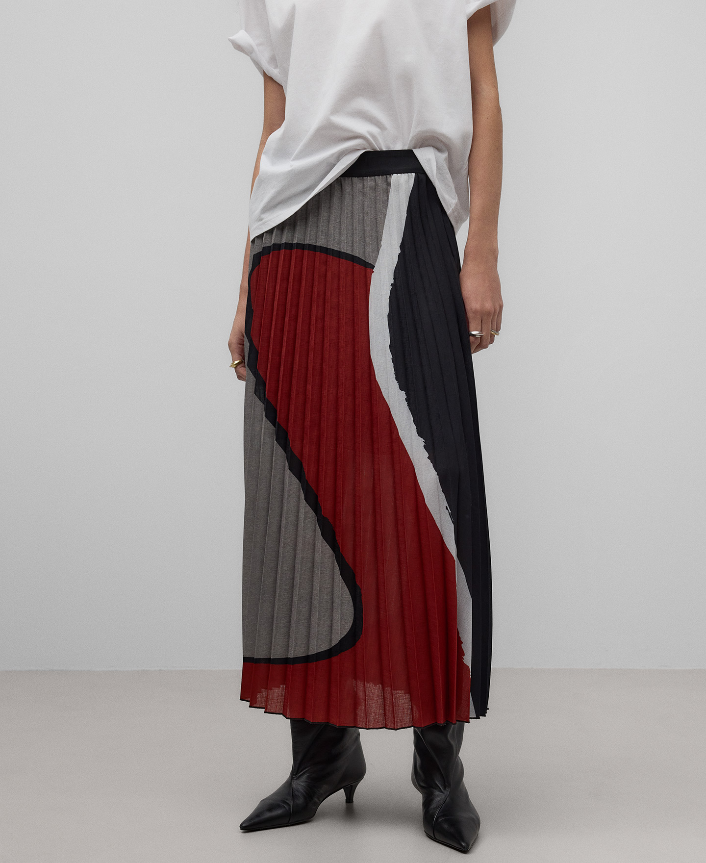 Printed pleated skirt woman image number 0