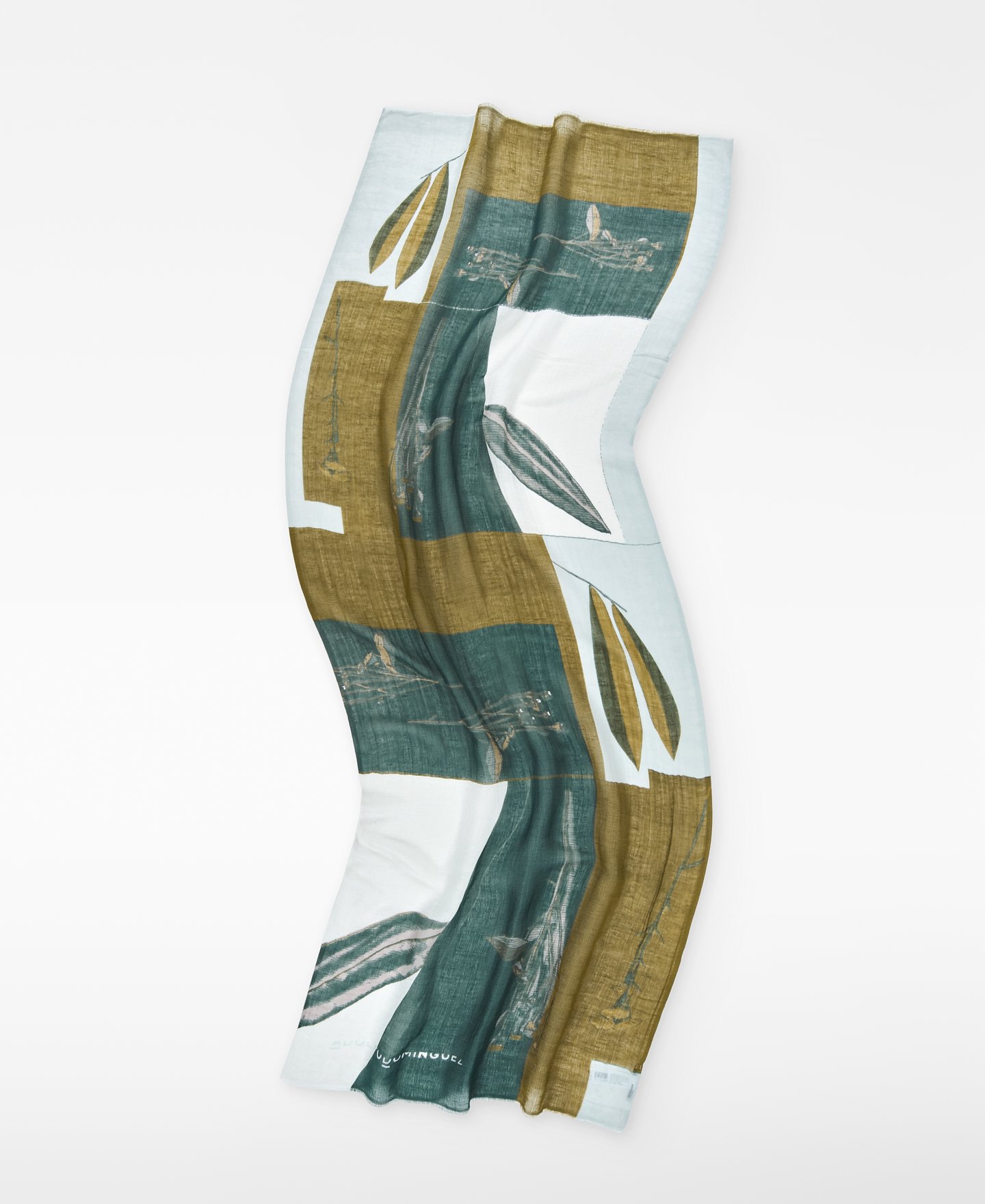 Linen and modal printed shawl woman image number 1