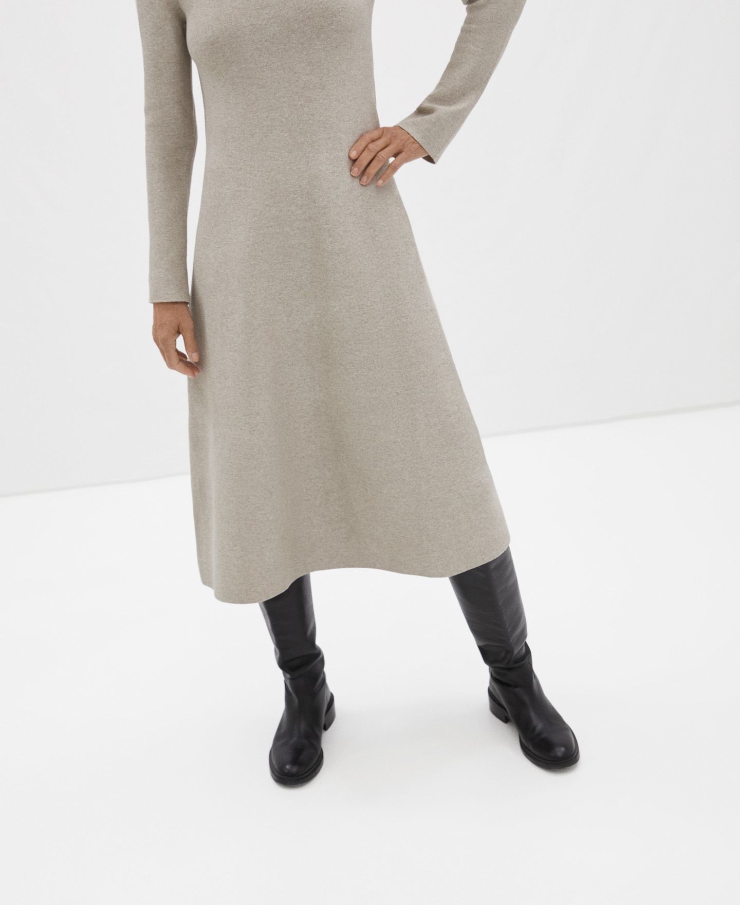 Vestido midi en punto de arroz image number 3