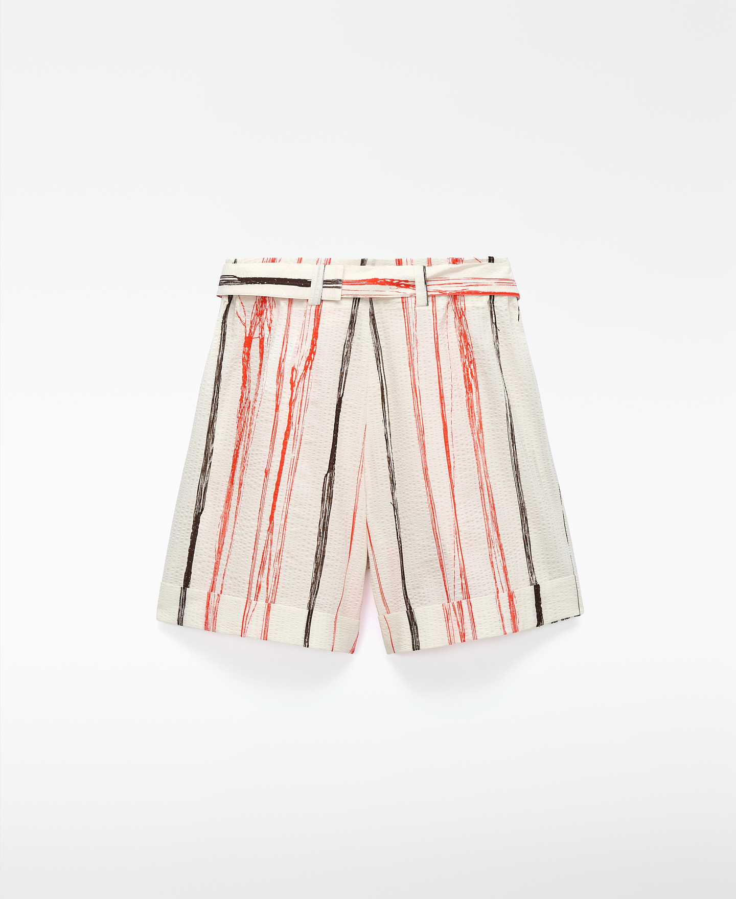 Bermuda &agrave; rayures irr&eacute;guli&egrave;res en seersucker image number 1