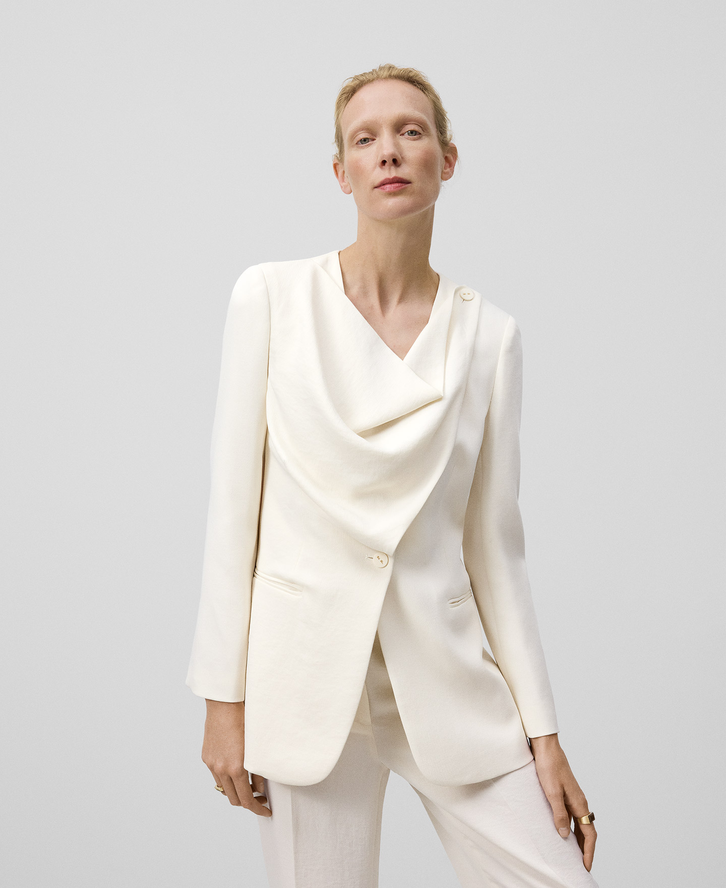 Ecru straight trousers woman image number 3