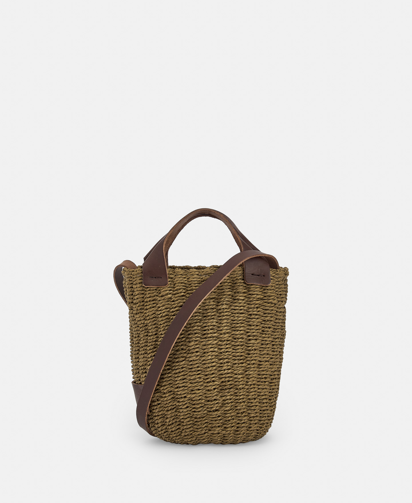 Small basket with double leather handle image number 1