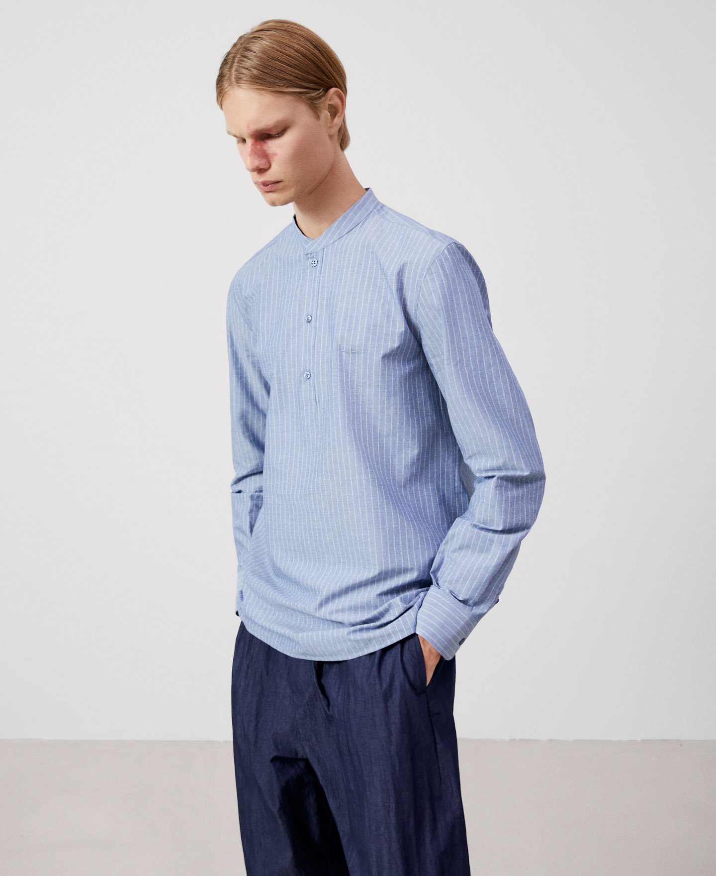 Mandarin collar baker's shirt image number 0