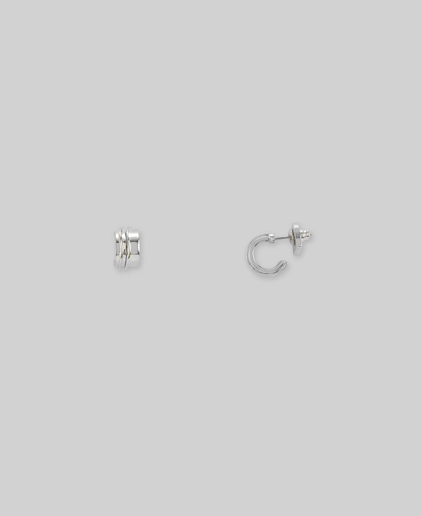 Irregular grooved silver hoops woman image number 0