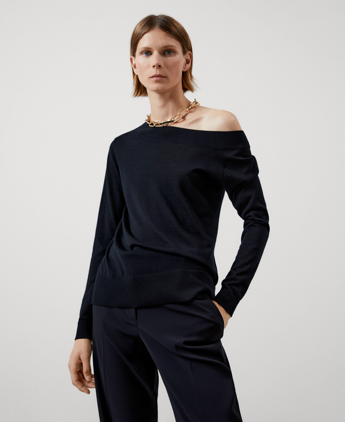 Merino wool asymmetric sweater image number 0