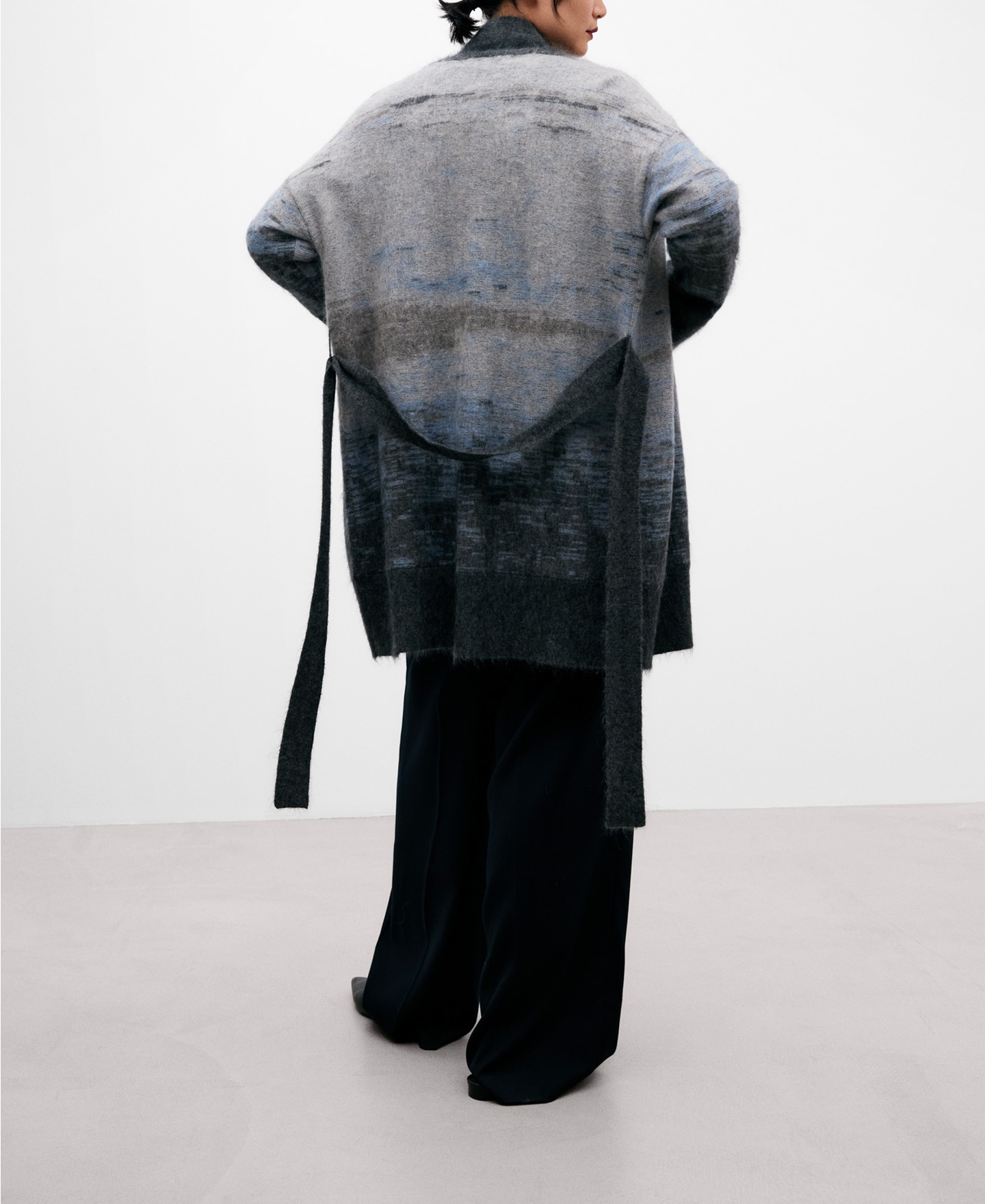 Grey melange jacquard jacket for women image number 2