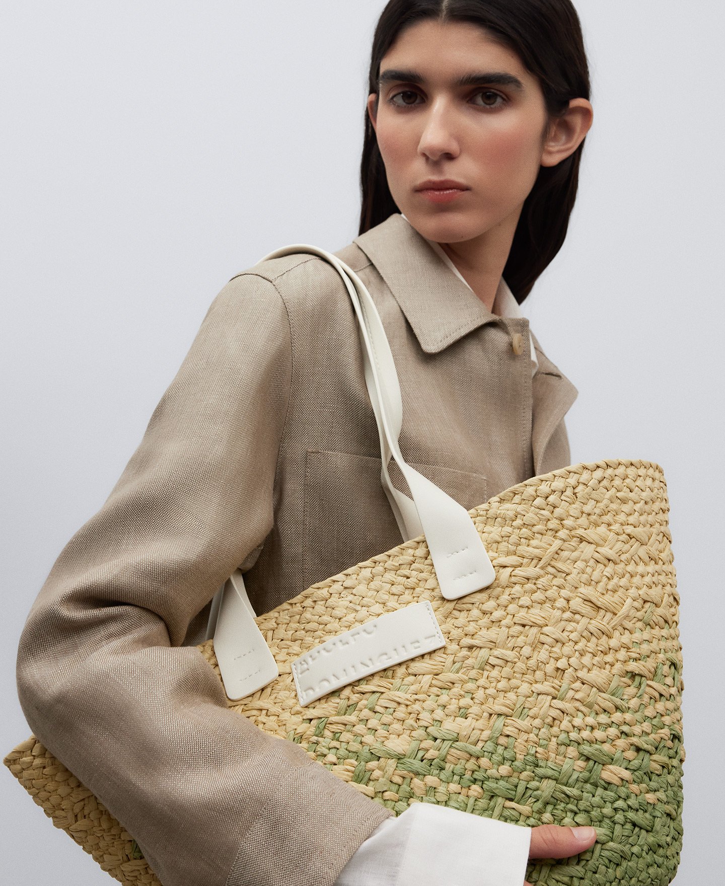 Medium braided paper shopper bag woman image number 5