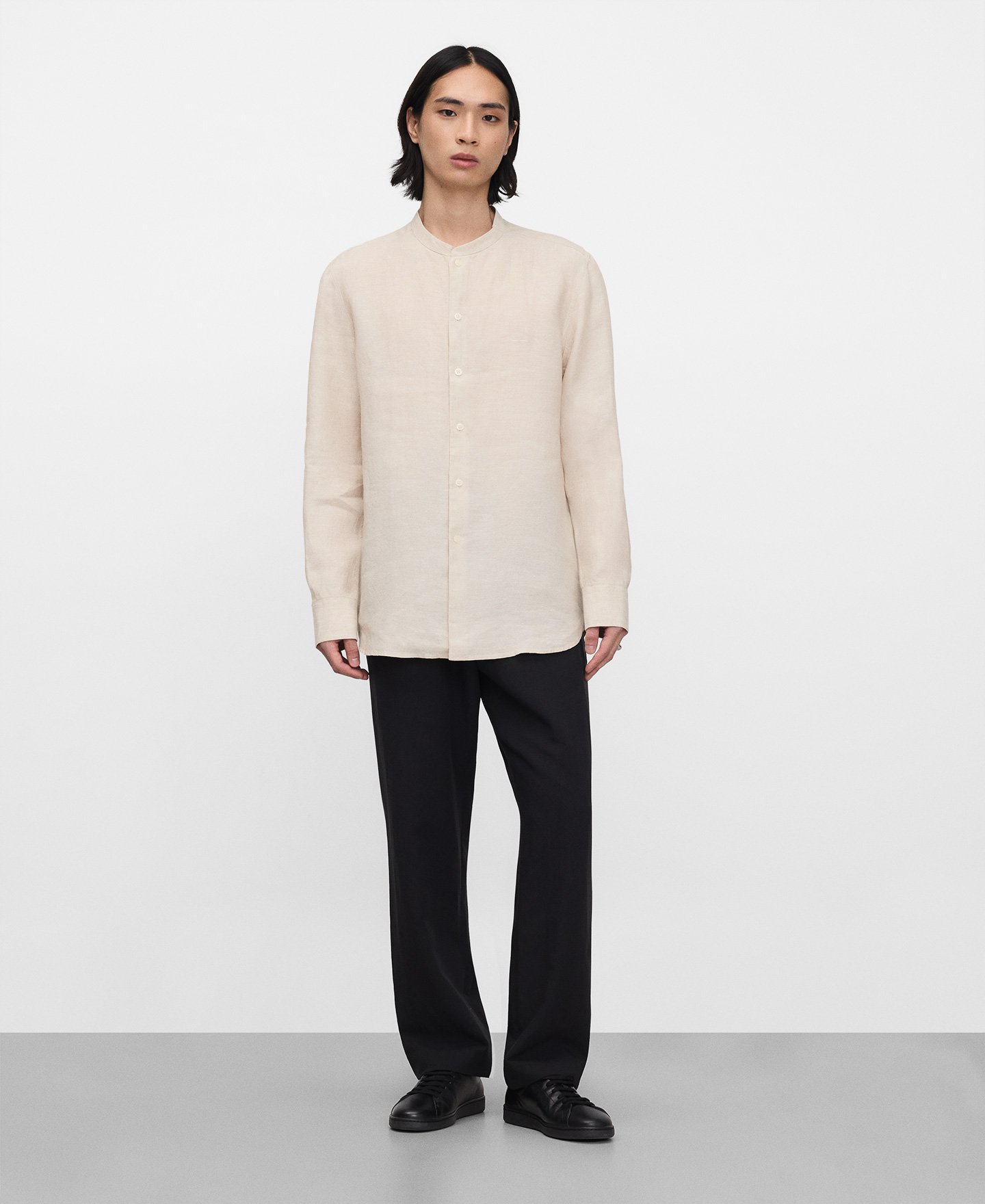 Chemise &agrave; col mao en lin europ&eacute;en image number 1