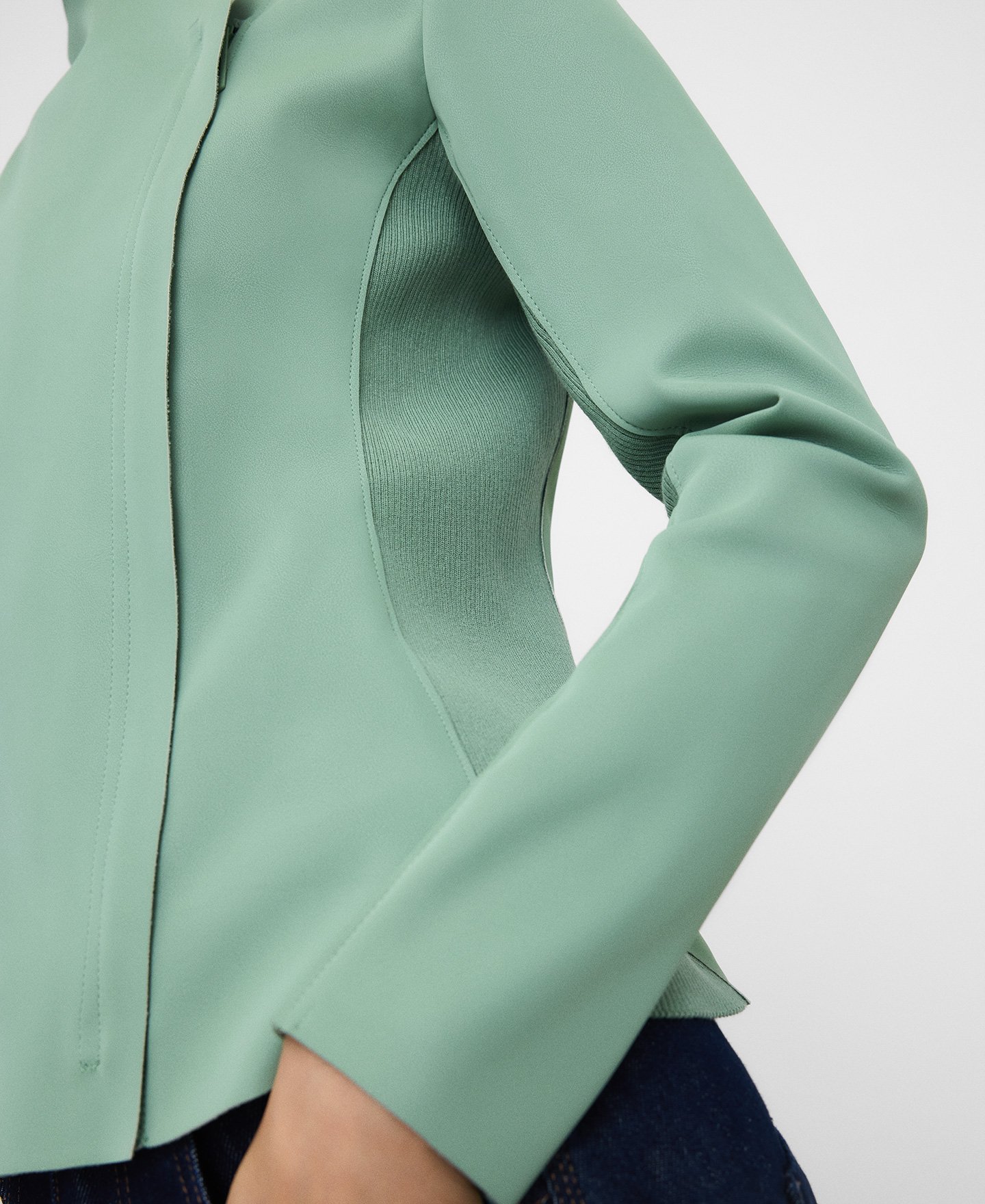 Leather-Non-Leather biker jacket image number 3