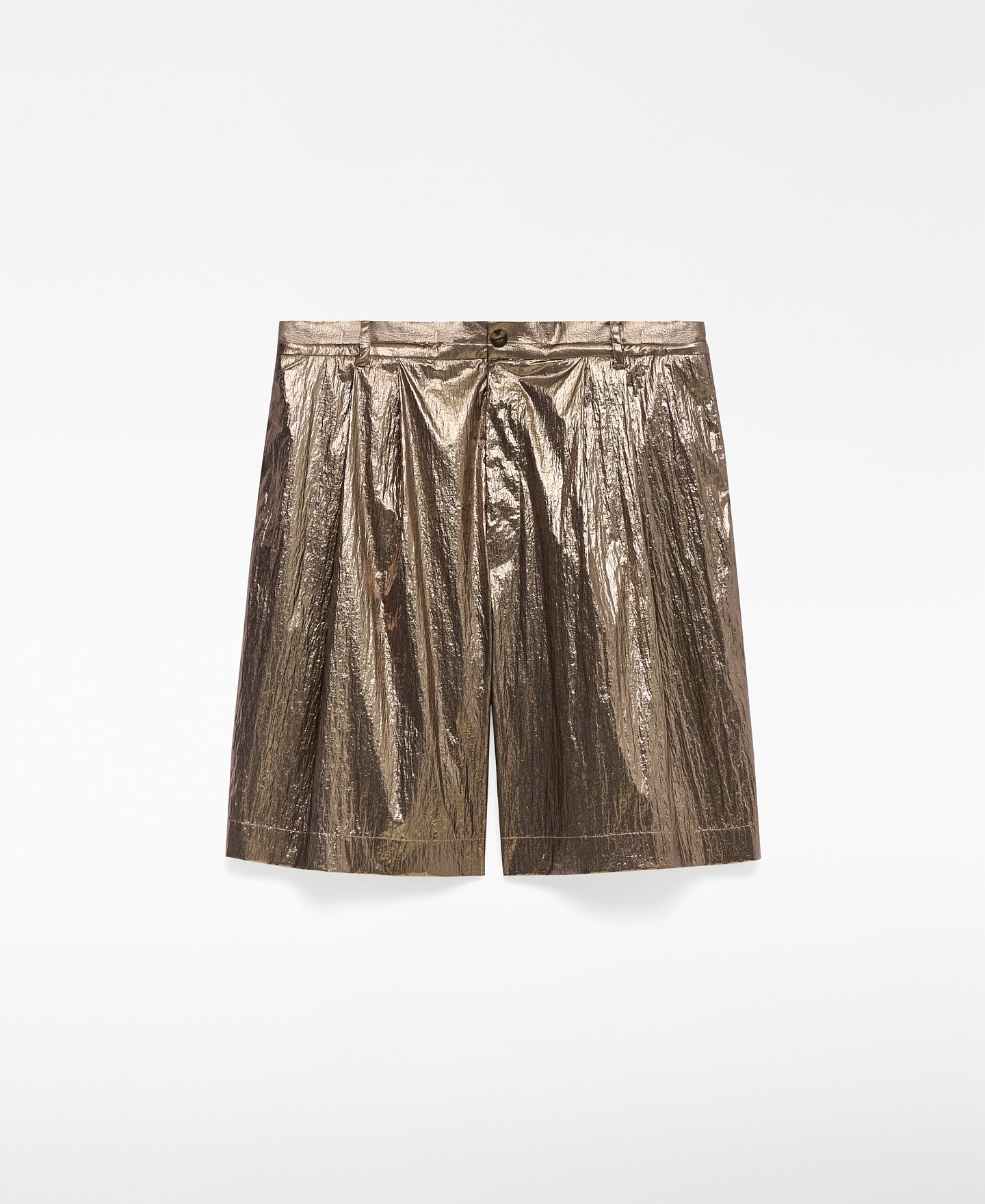 Relaxed fit metallic Bermuda shorts man image number 4