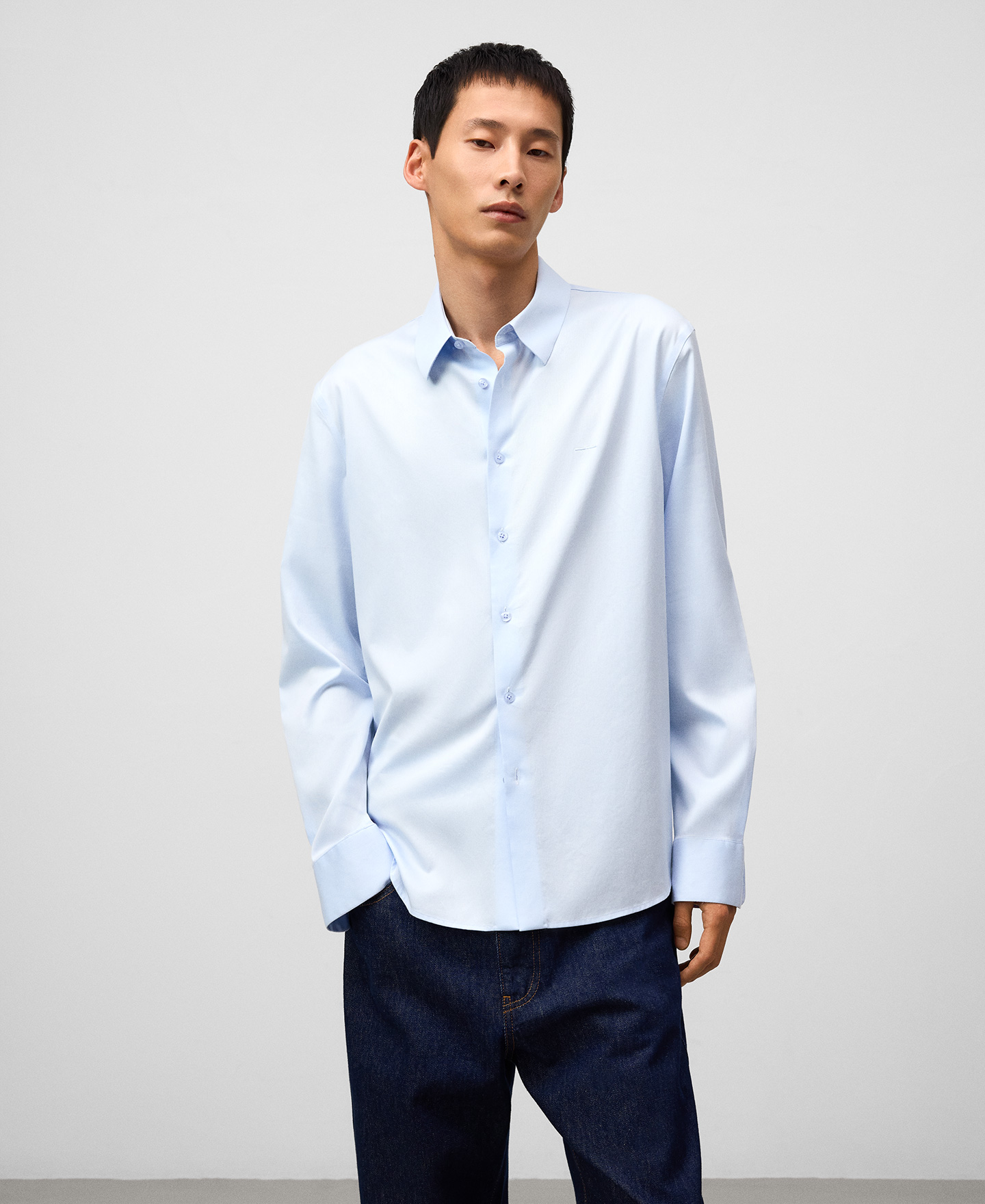 Regular fit lapel collar shirt man image number 0