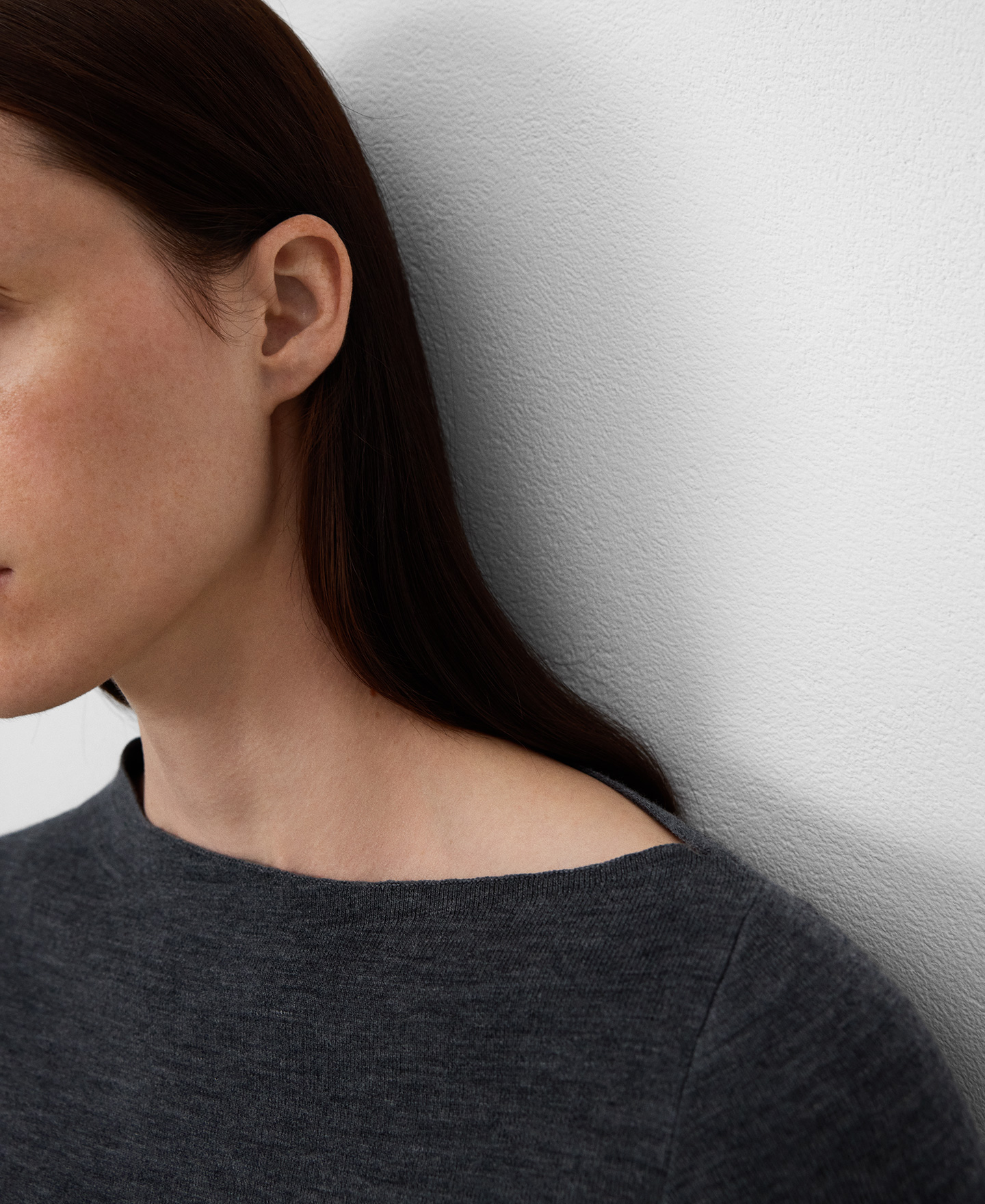 Asymmetric neckline knit sweater image number 3