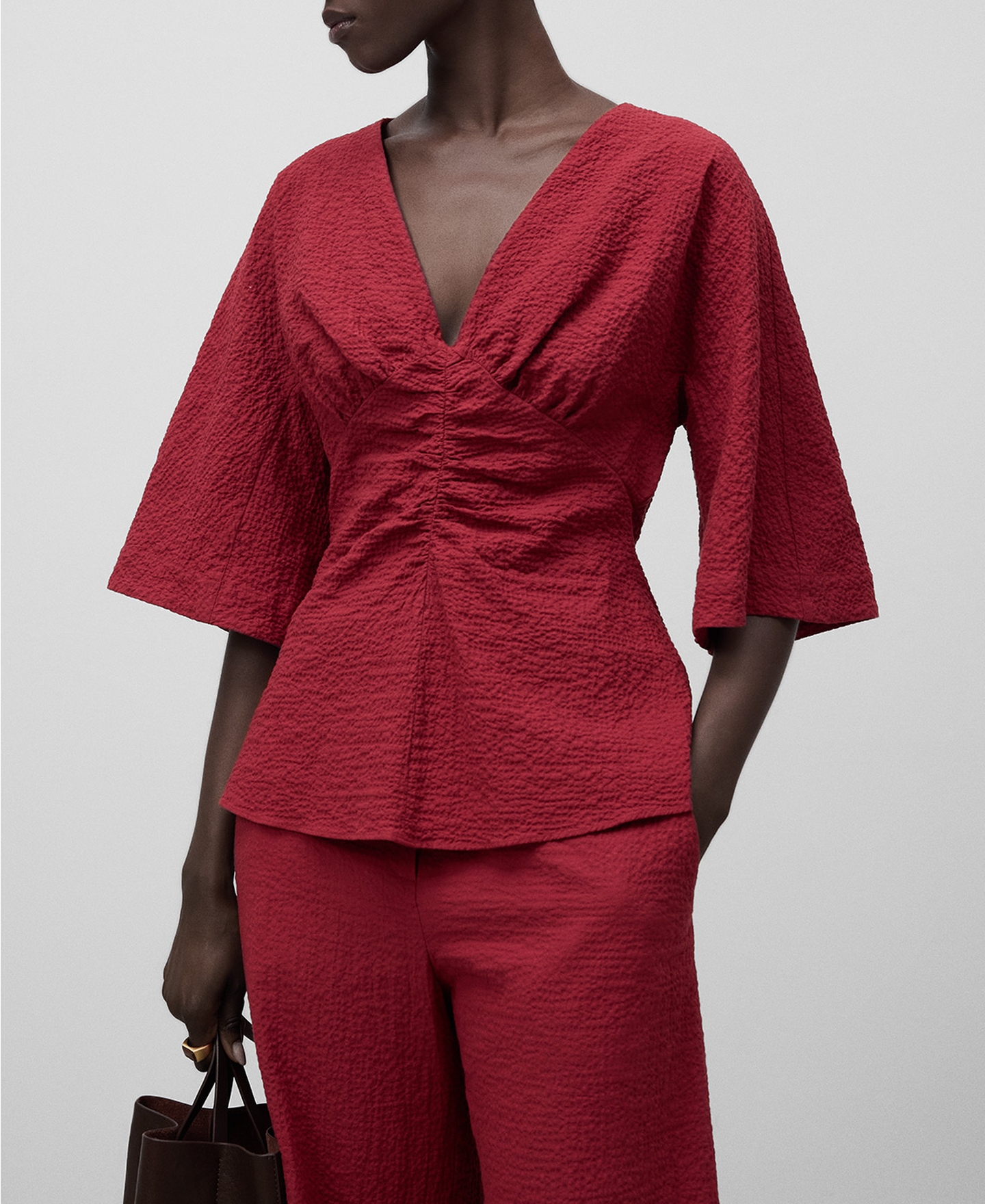 Blusa peplum seersucker algod&oacute;n mujer image number 0