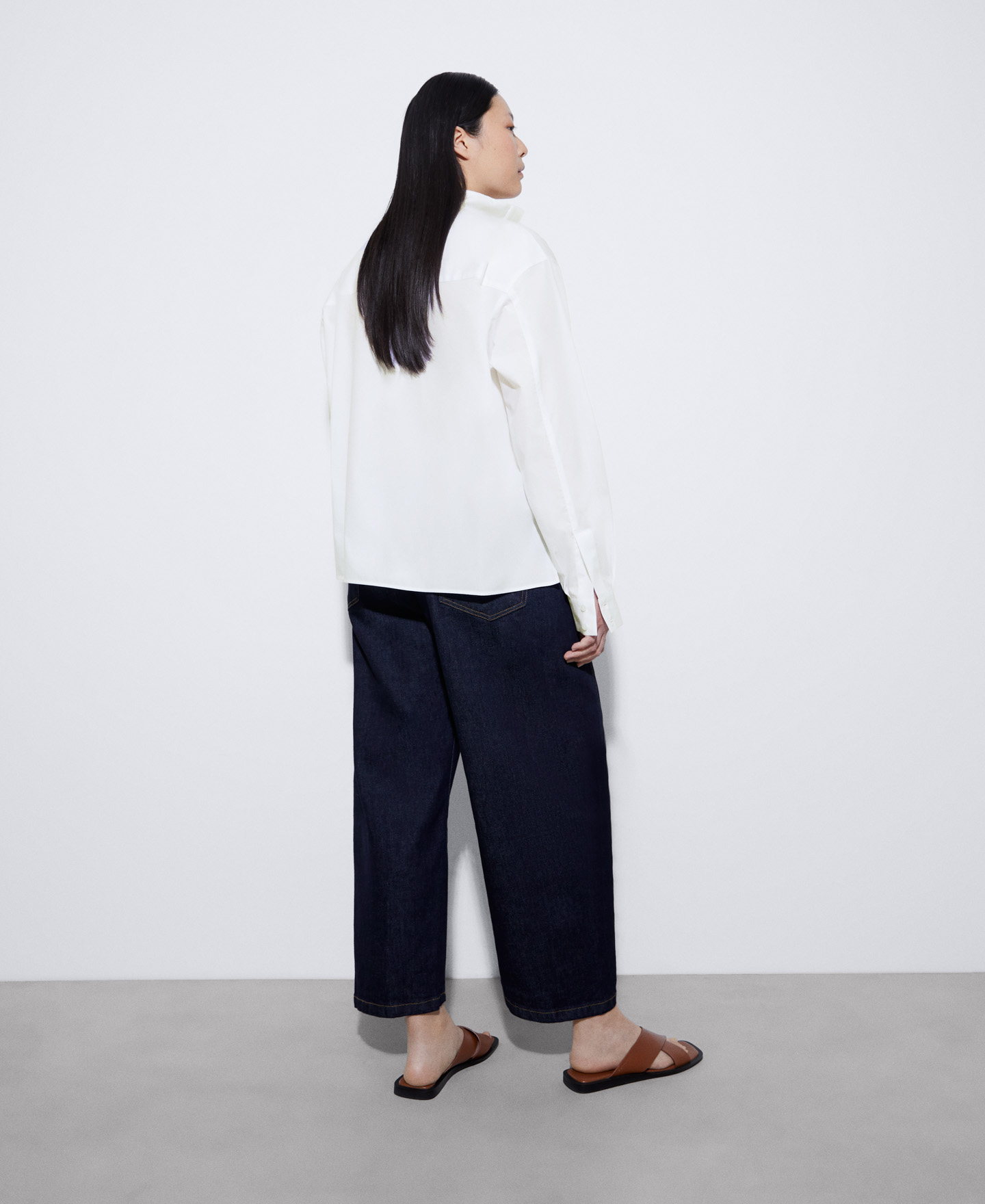 Mandarin collar cotton shirt image number 2