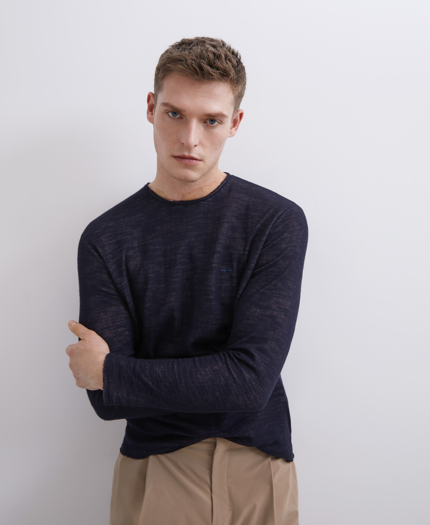 Navy blue long sleeve double t-shirt image number 1