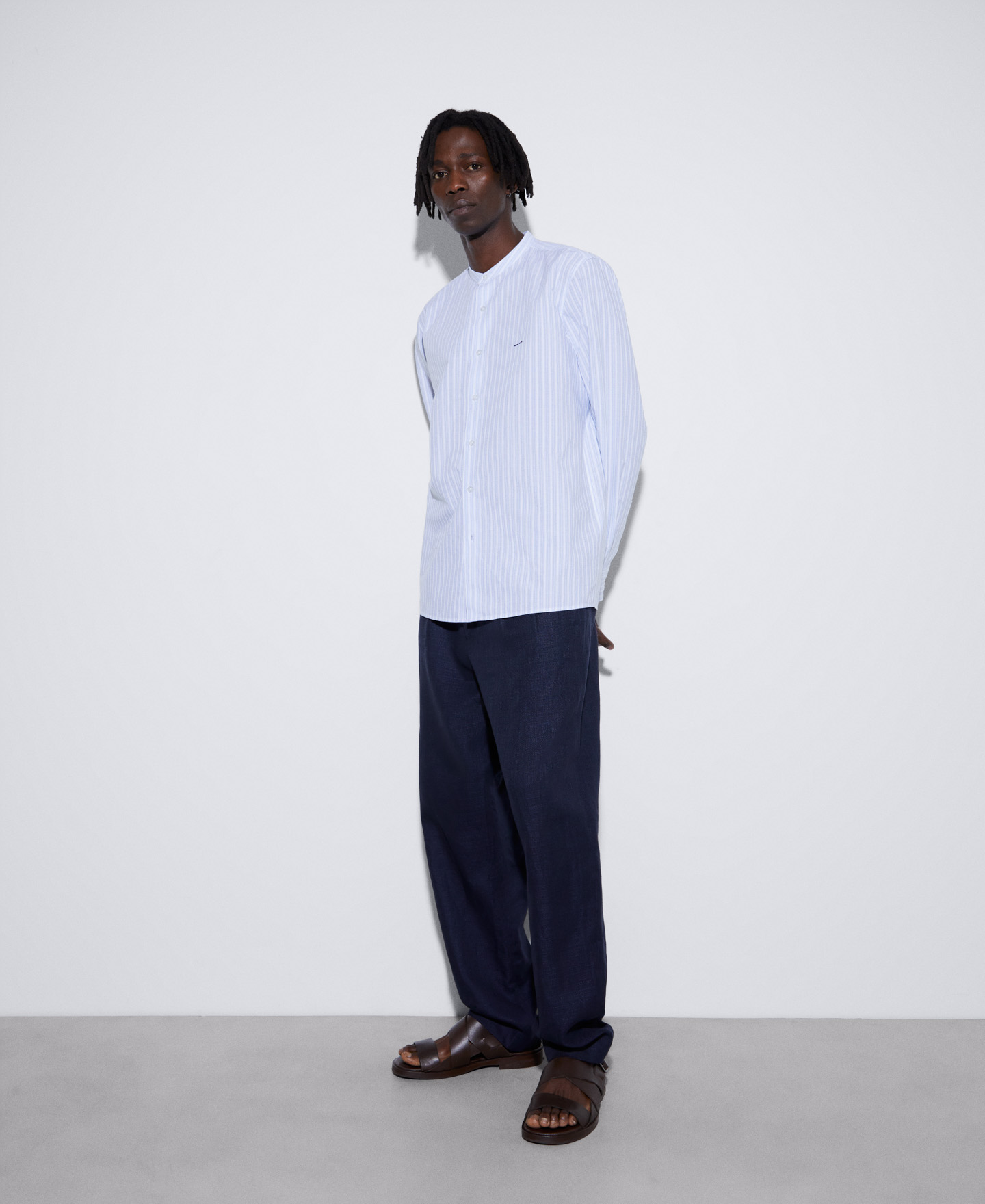 Mao collar shirt in organic cotton image number 1