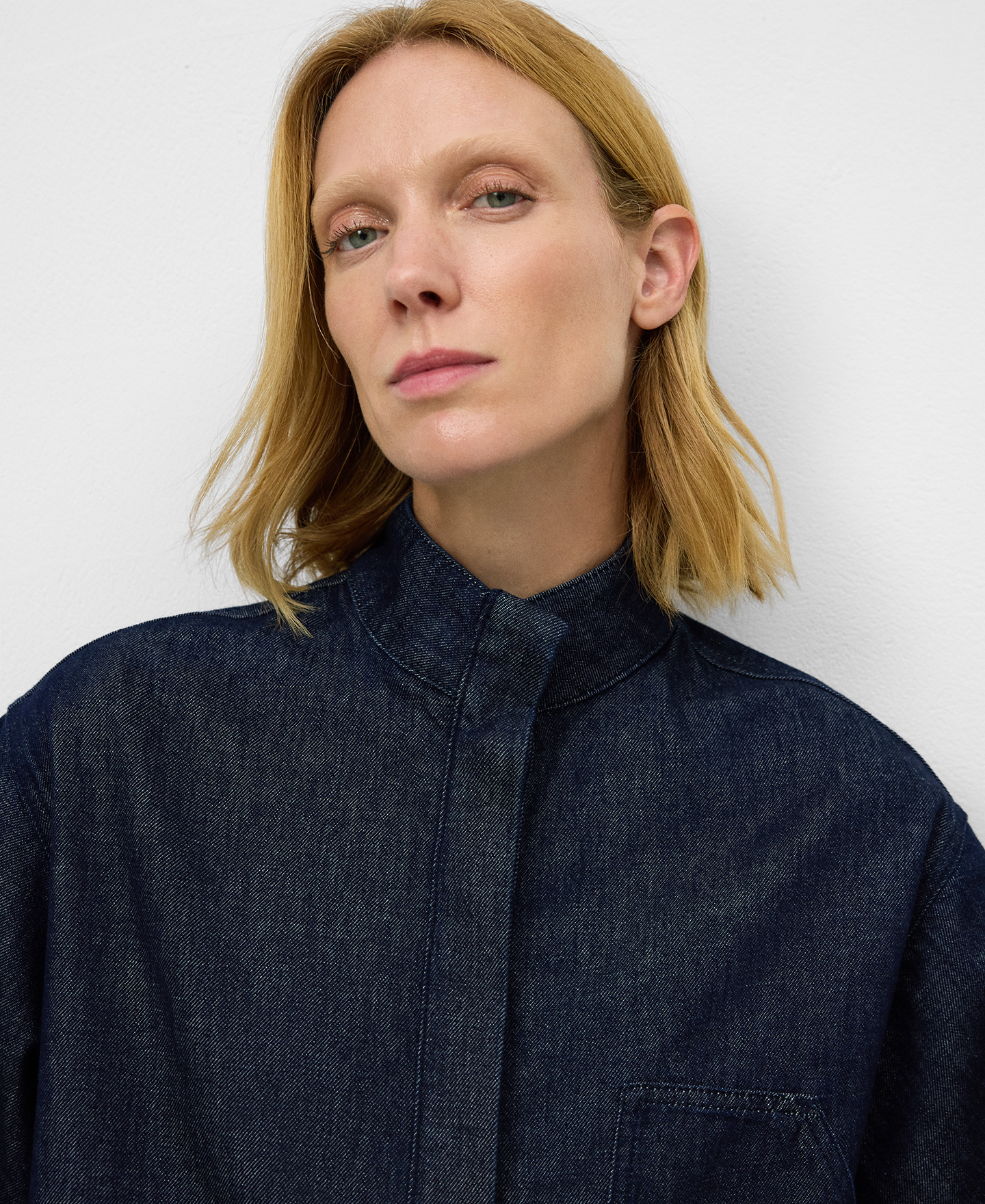 Cotton denim boxy shirt woman image number 3