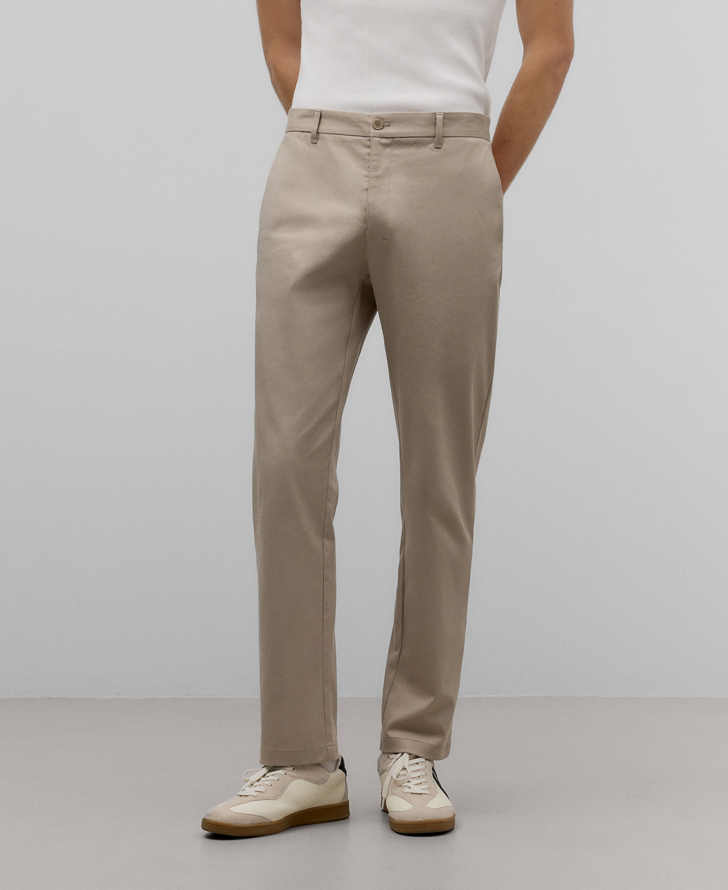 Microtextured chino trousers man image number 0
