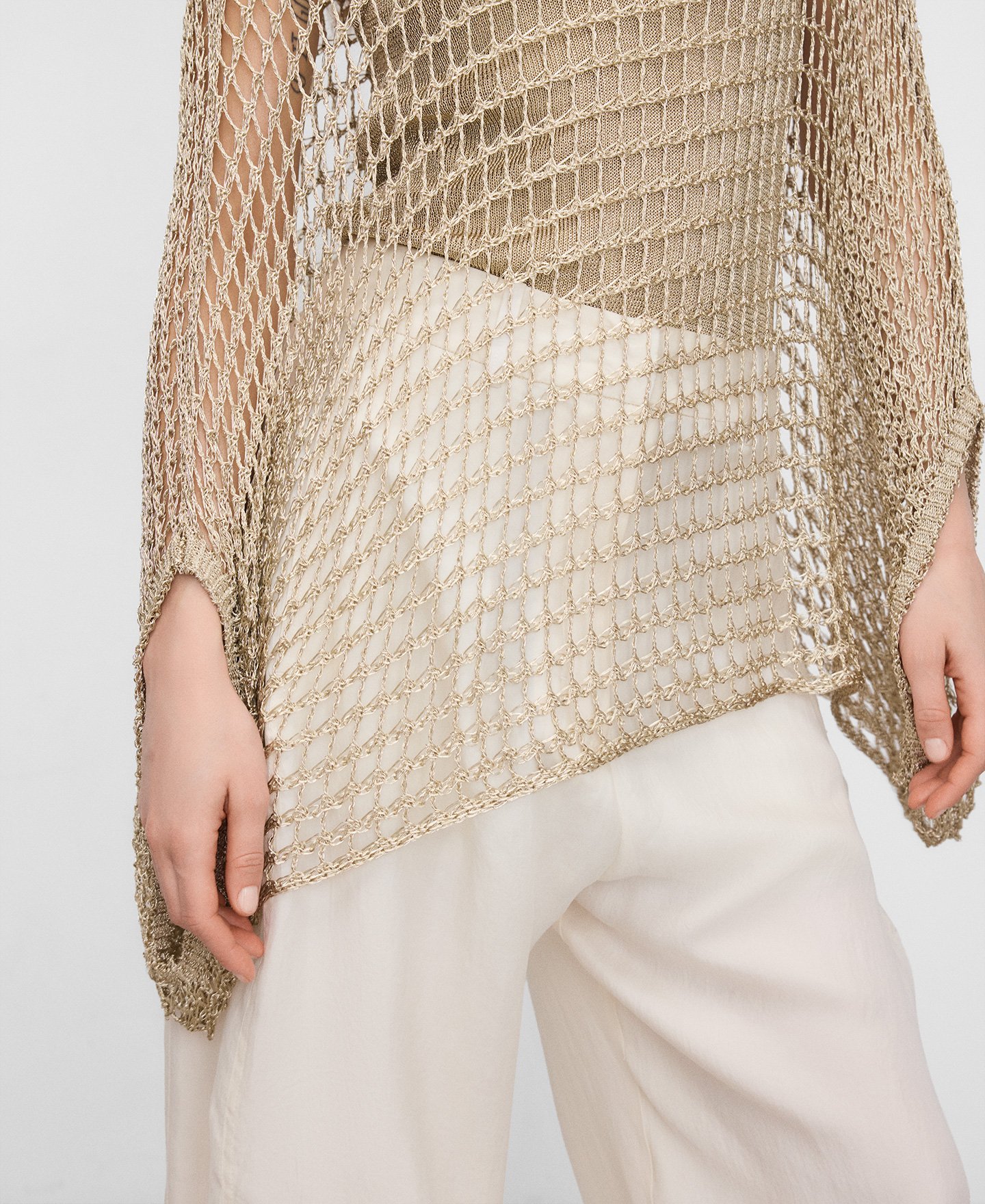 Metallic knit cape sweater image number 3