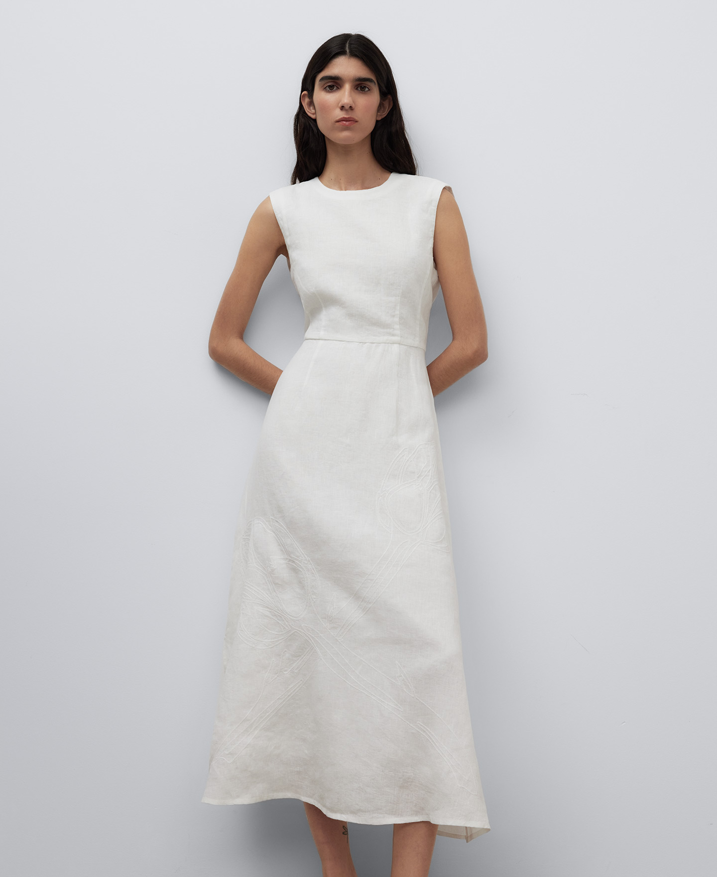 Robe midi en lin et coton femme