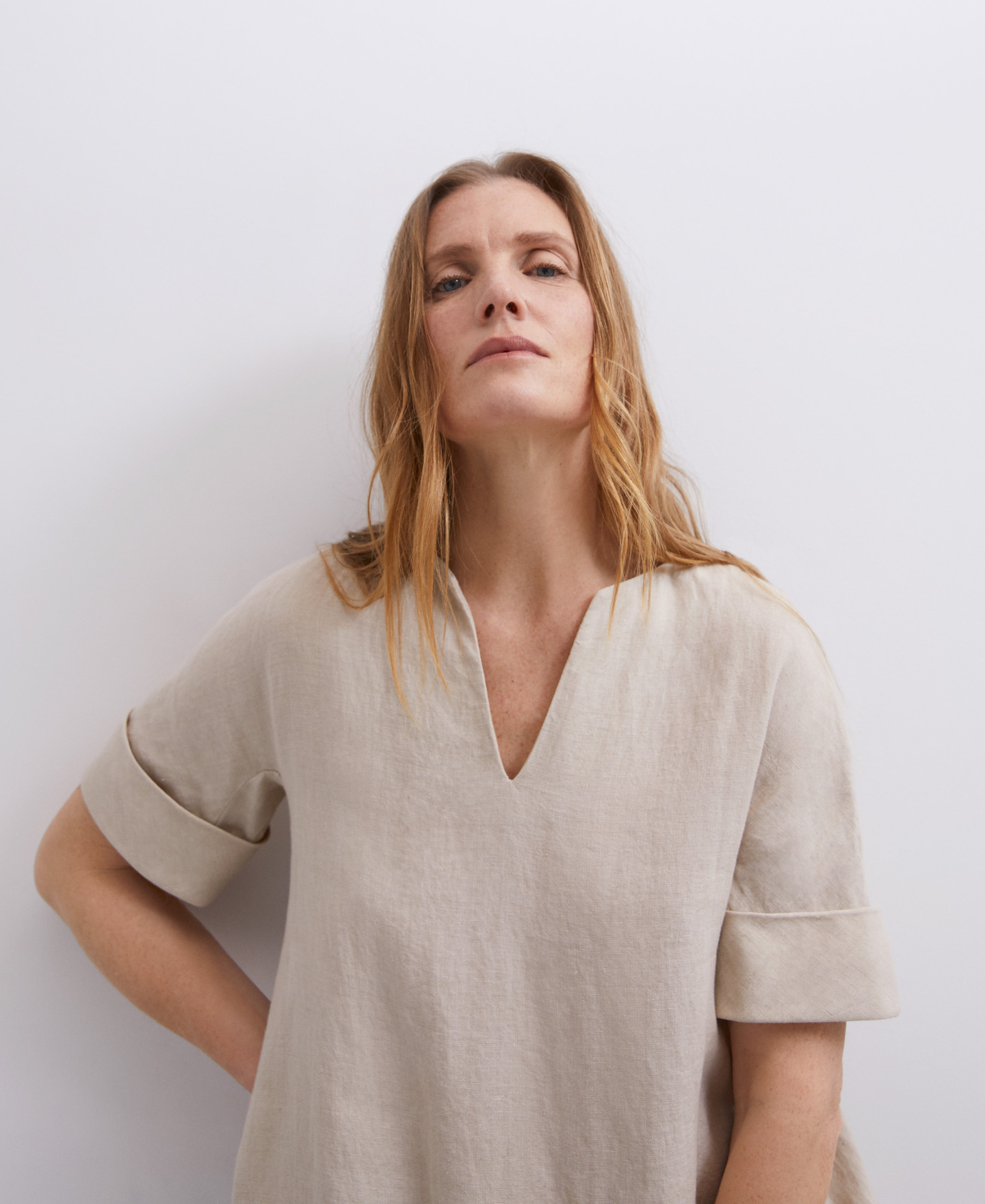 A-line European linen dress image number 3