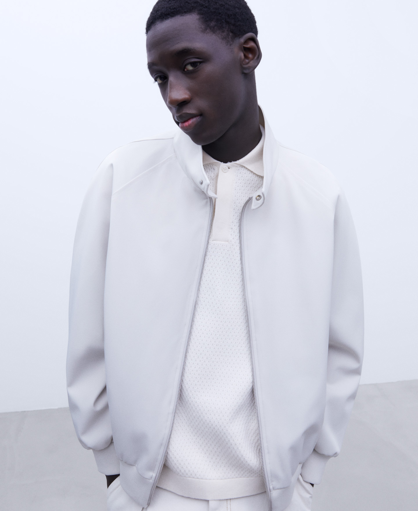 Mandarin collar bomber jacket image number 0