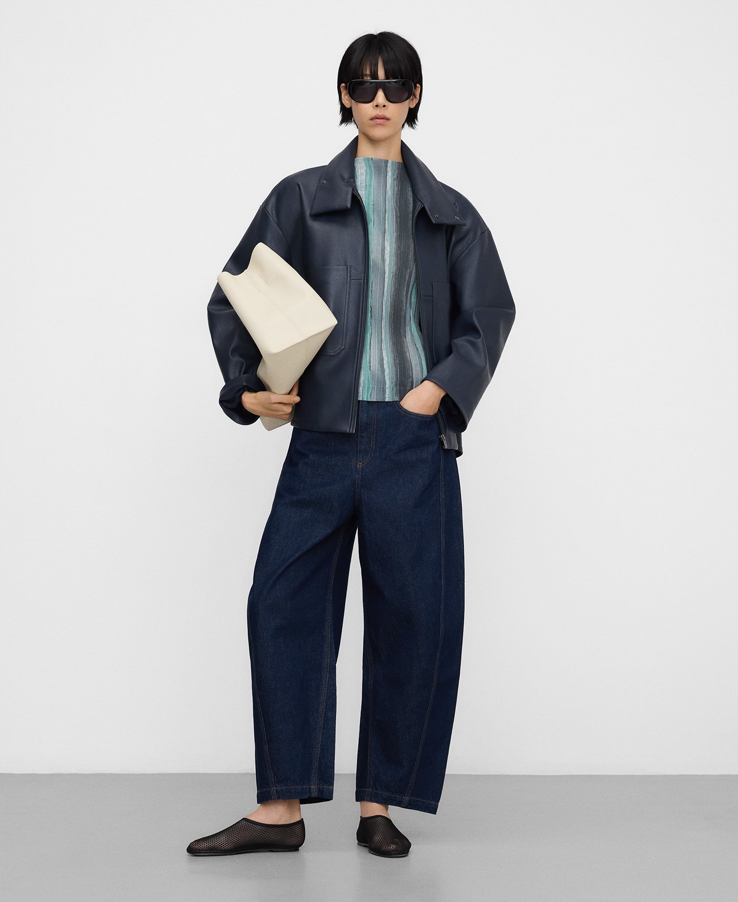 Printed crinkle top woman image number 1