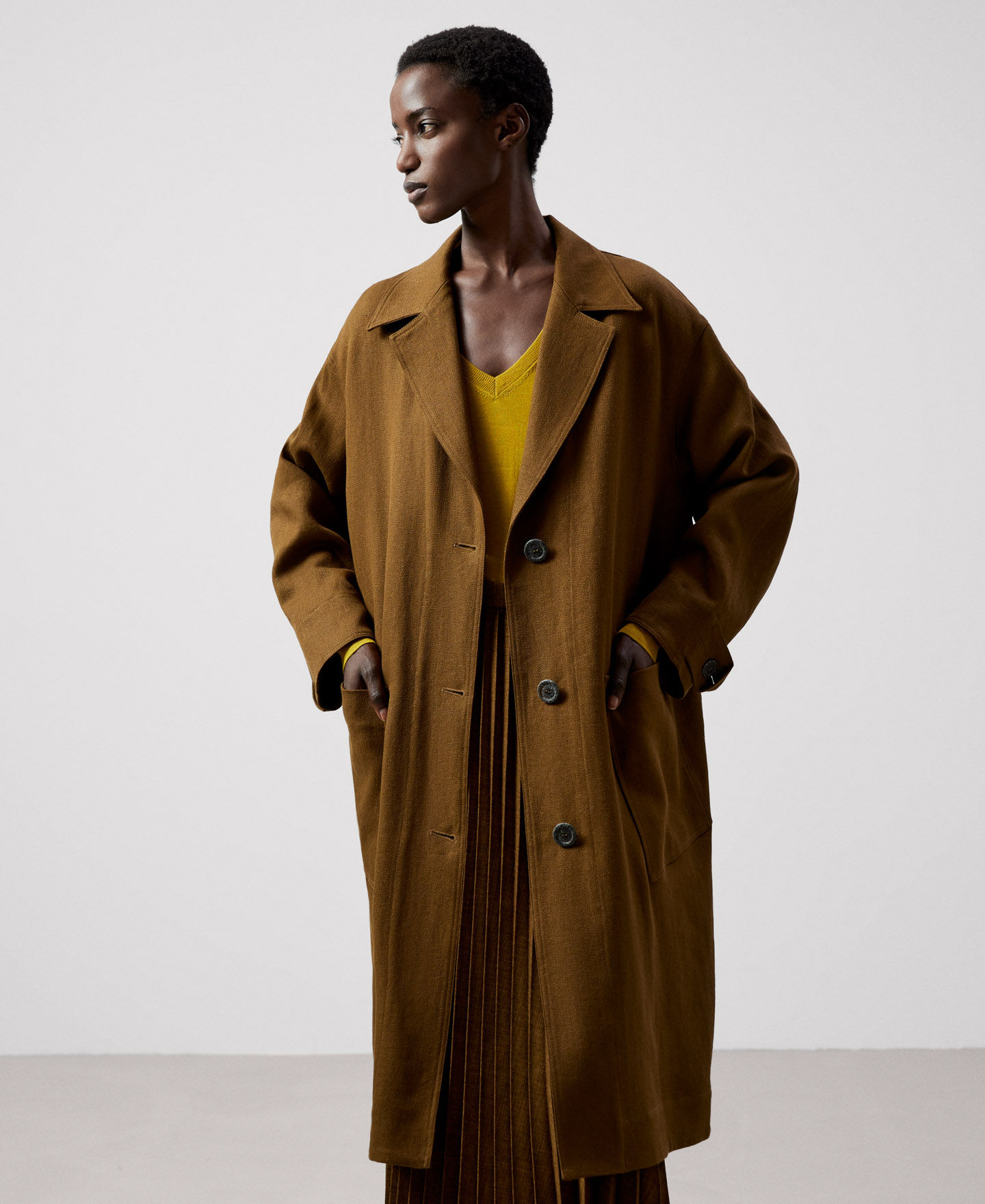 Manteau long en lin sergé image number 0