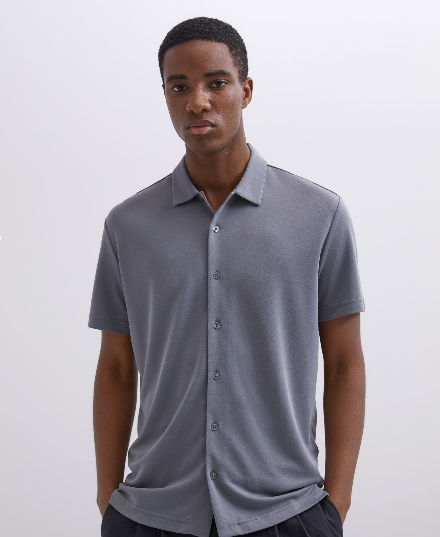 Modal button-down polo shirt image number 2