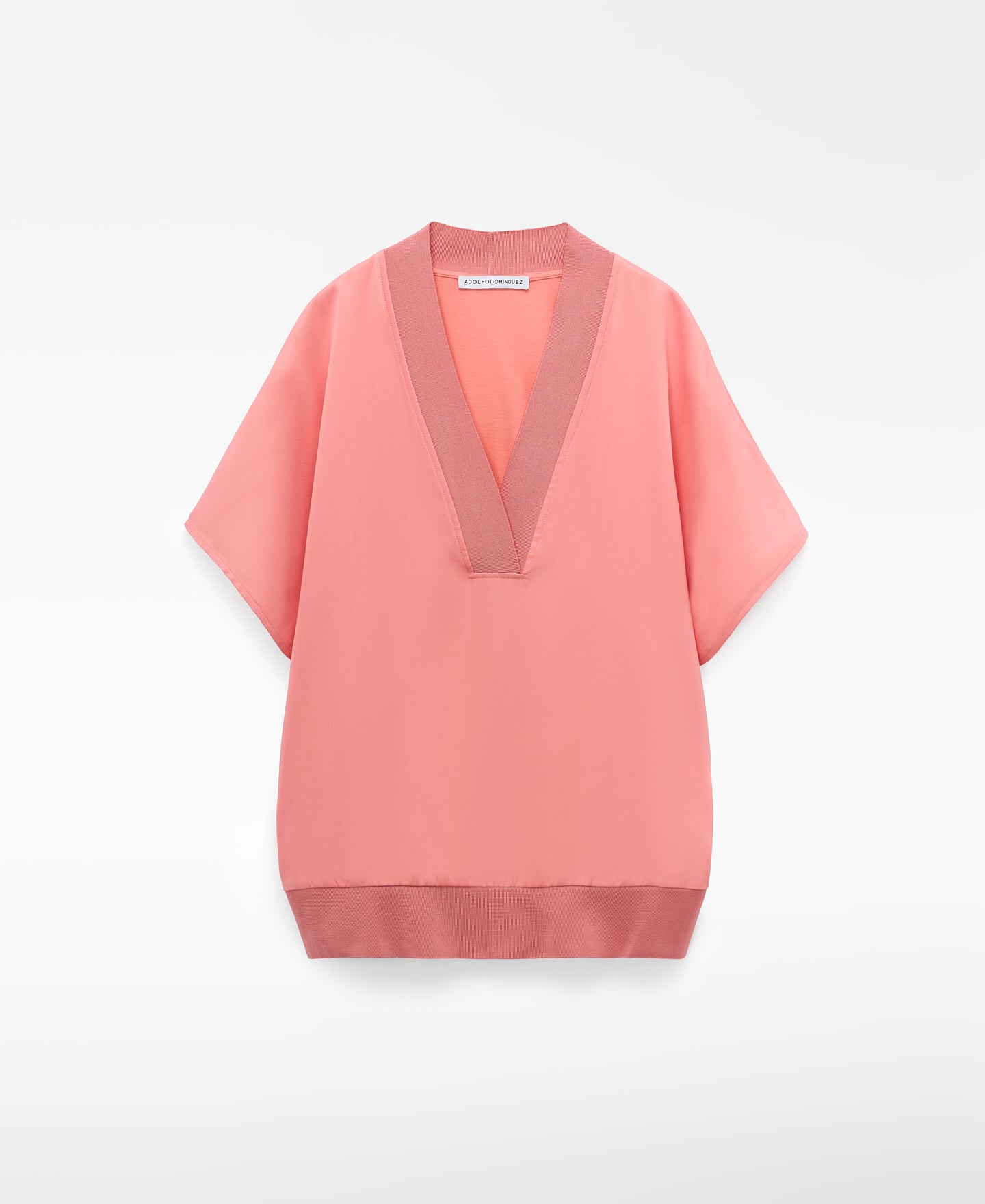 Double-fabric V-neck T-shirt image number 4