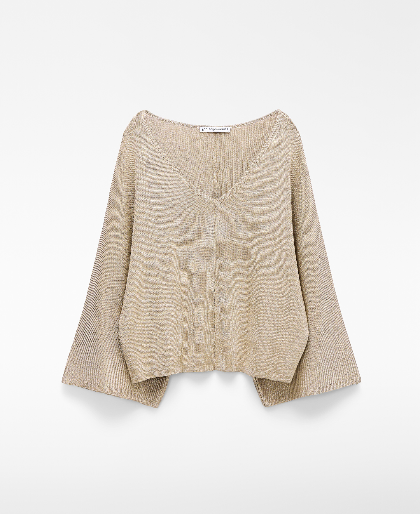 Camisola com decote em V em malha metalizada image number 4