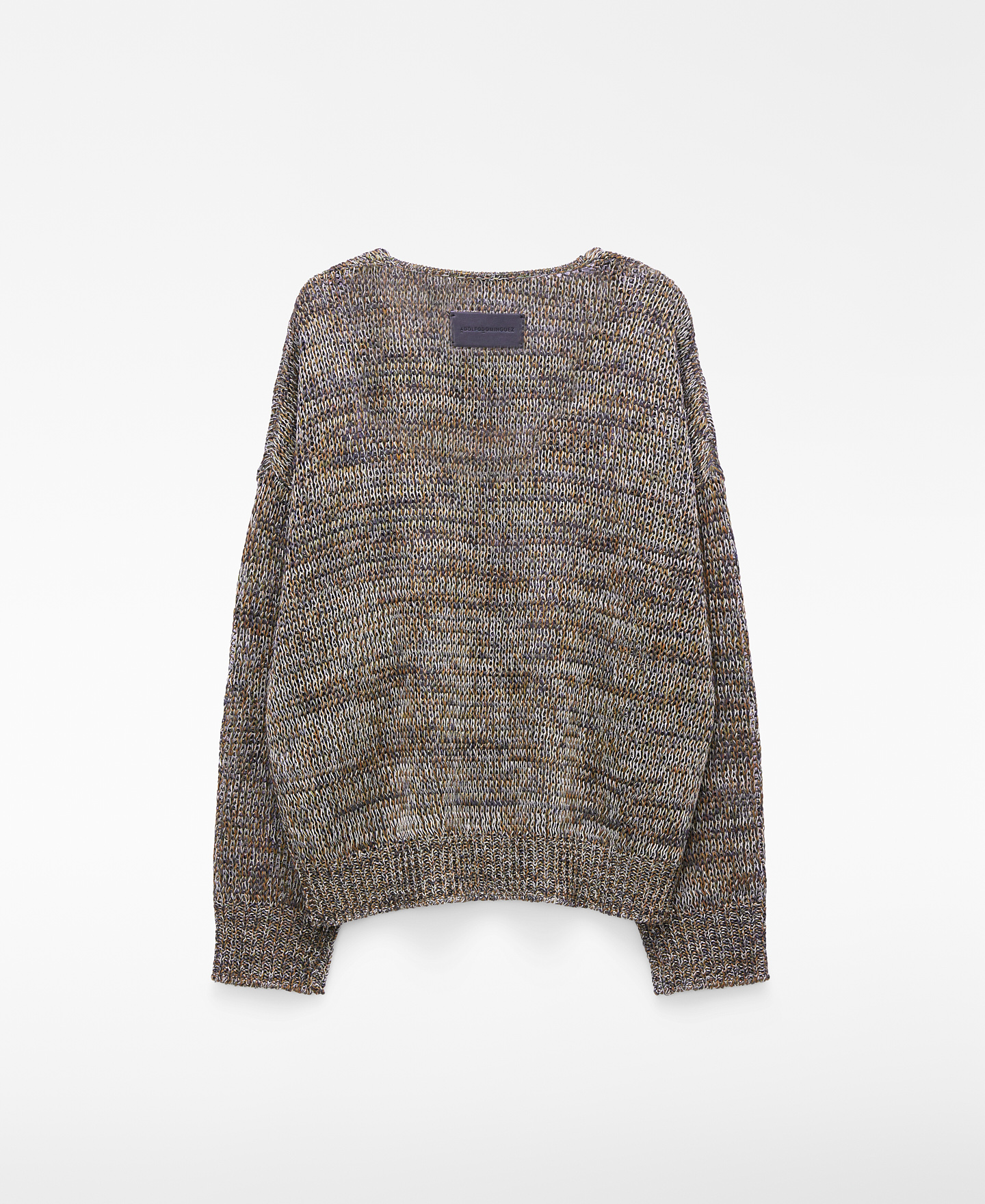 V-neck melange knit sweater image number 5