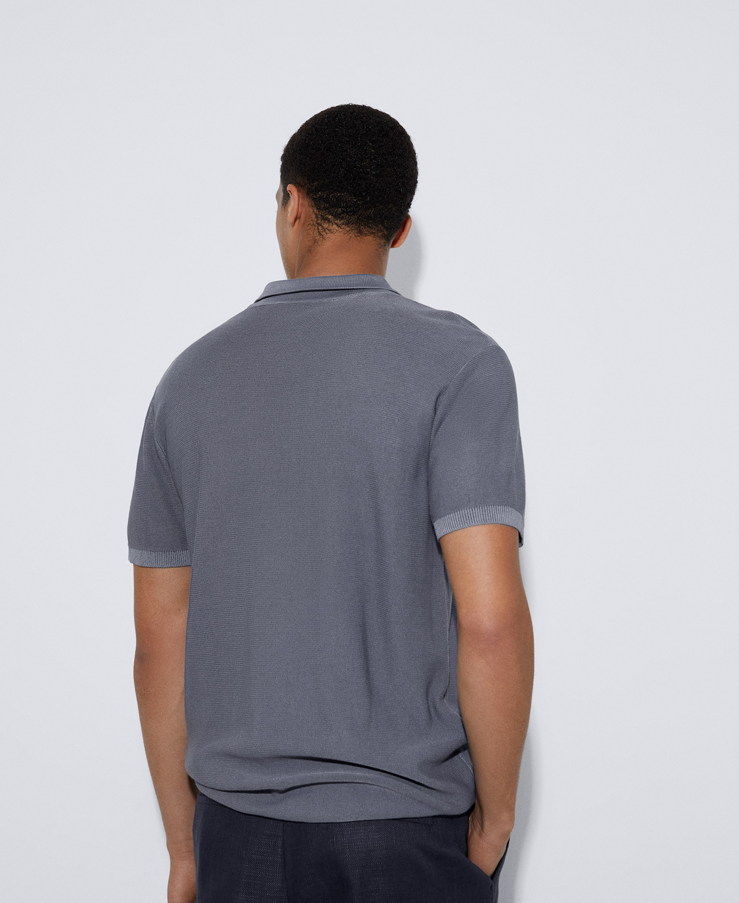 Cotton and viscose two button polo shirt image number 2