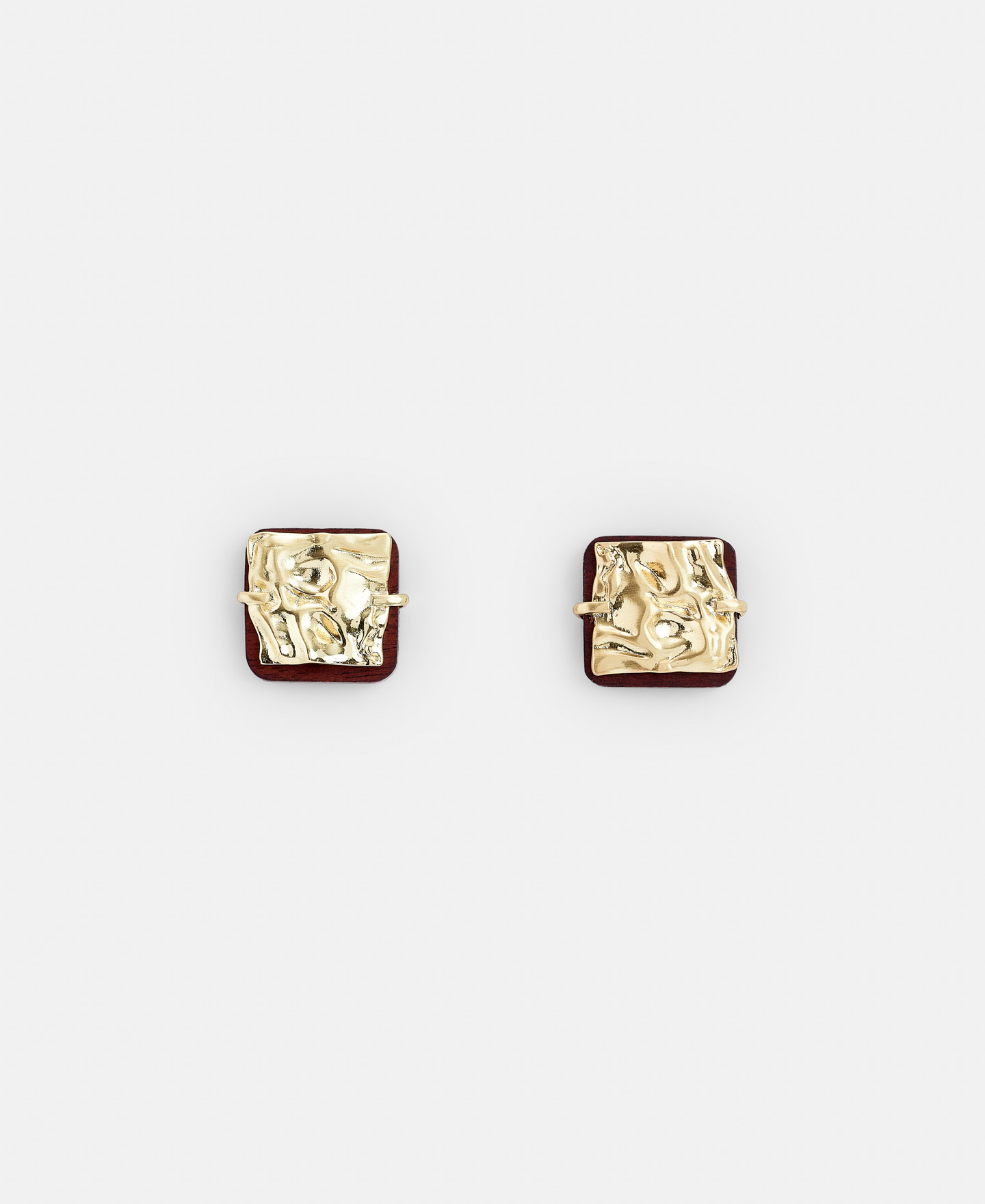 Two layered brass and wood earrings image number 1