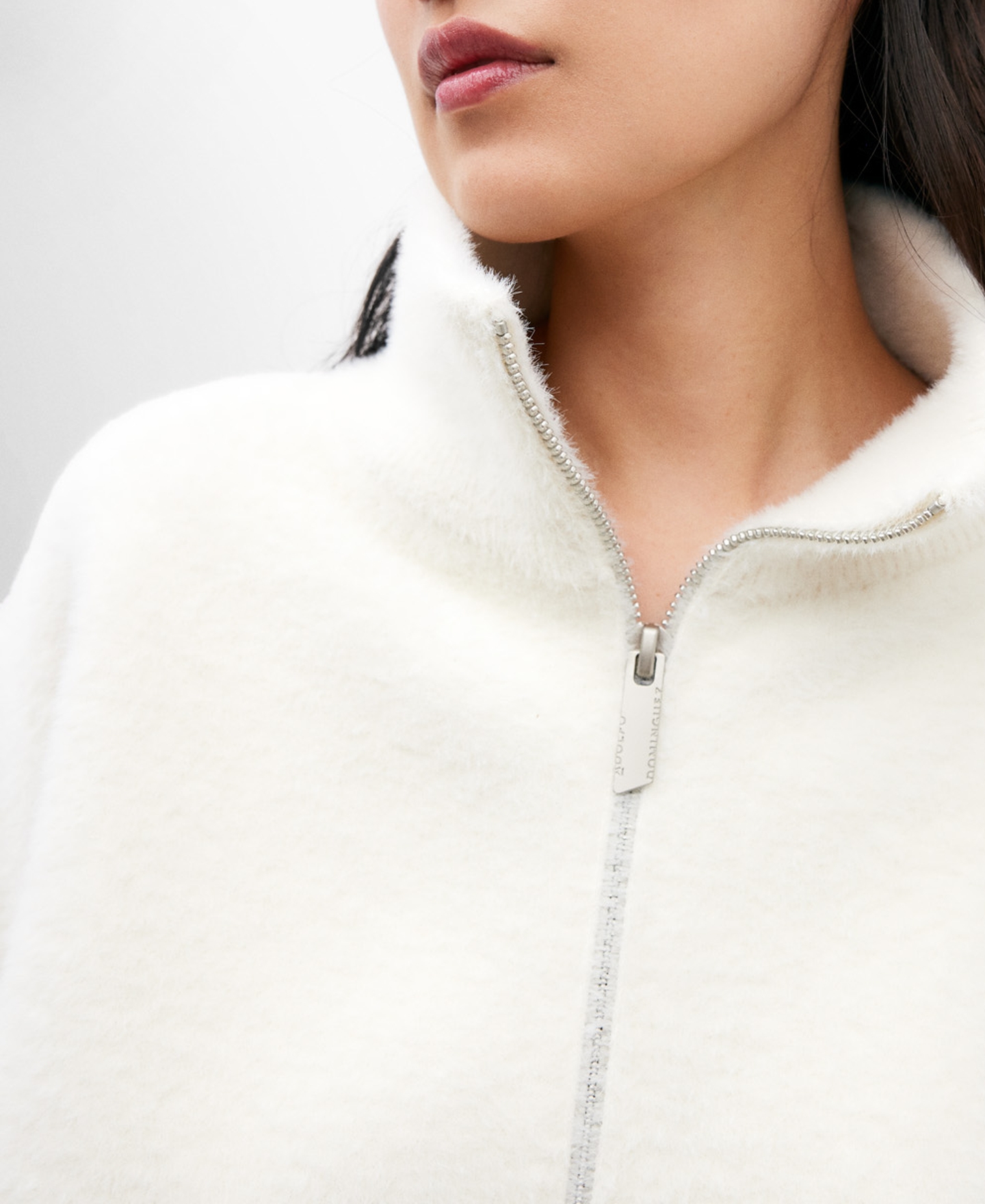 Ecru fleece jacket for women image number 3