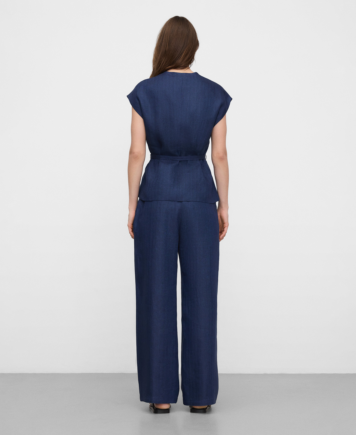 European linen wrap top with belt image number 2