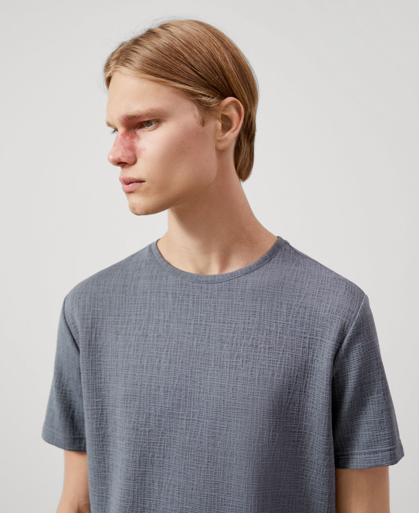 Microdrawing fabric crew neck t-shirt image number 3