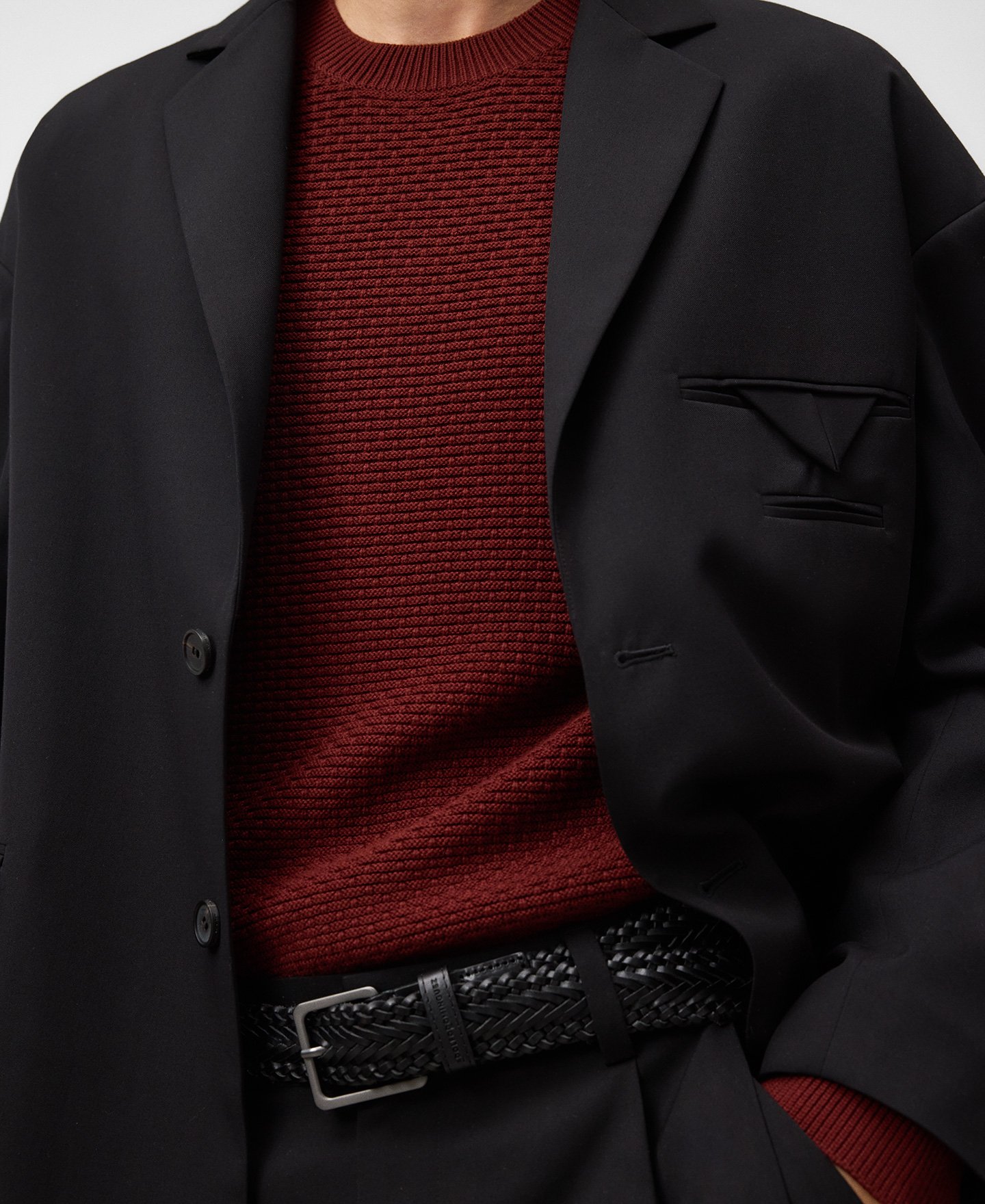 Cotton structured knit sweater man image number 3