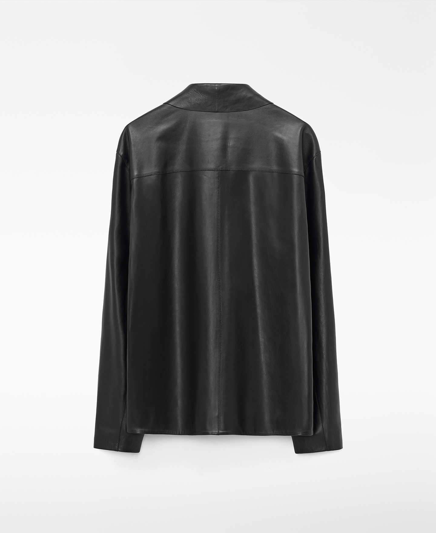 Spread collar leather jacket image number 5