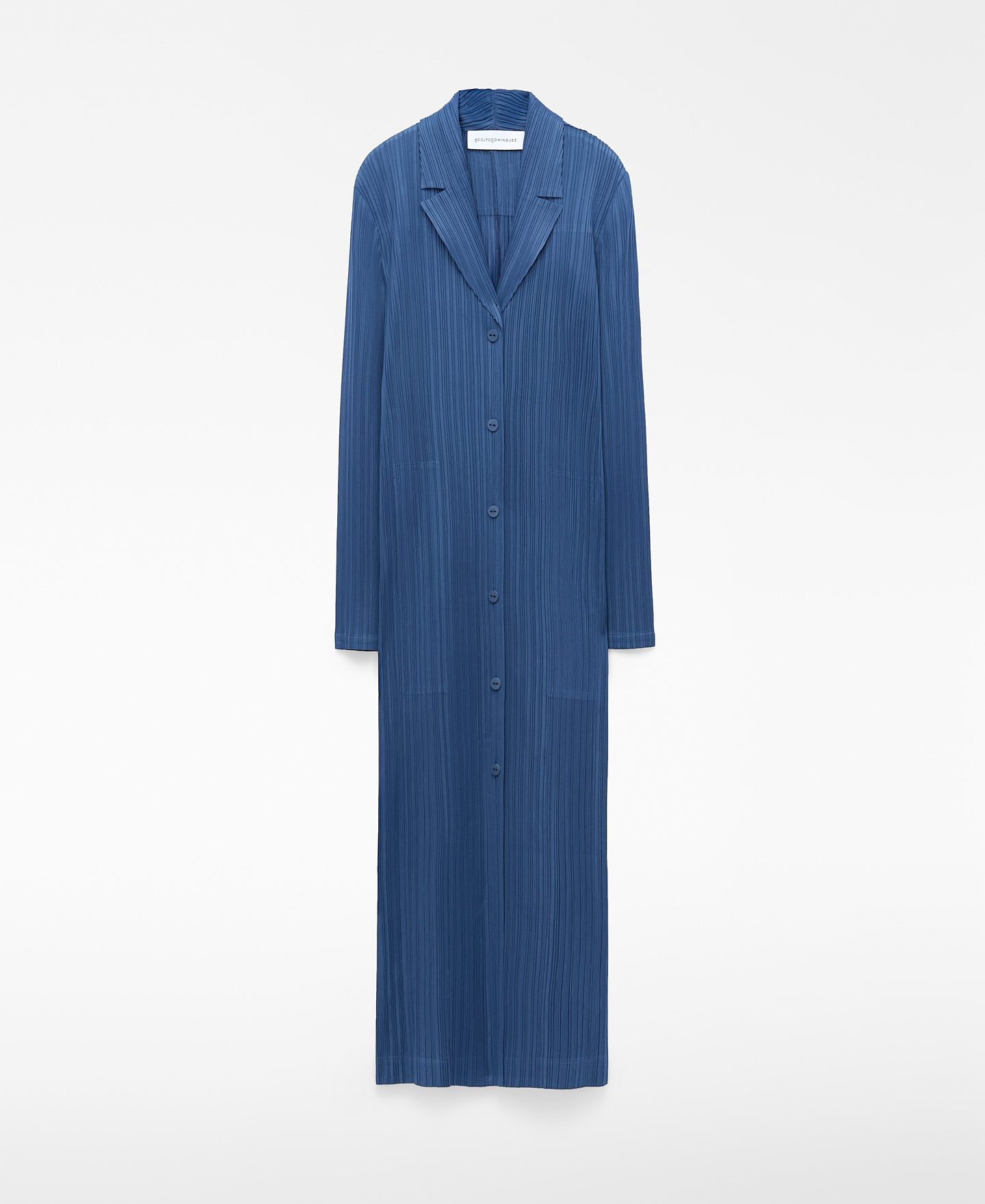 Lapel collar long crinkle dress image number 4