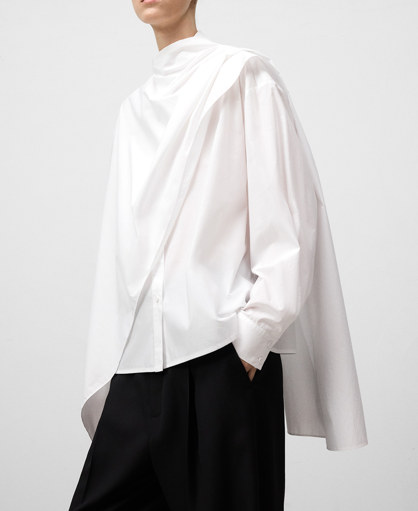Shirt with overlapping shawl image number 0