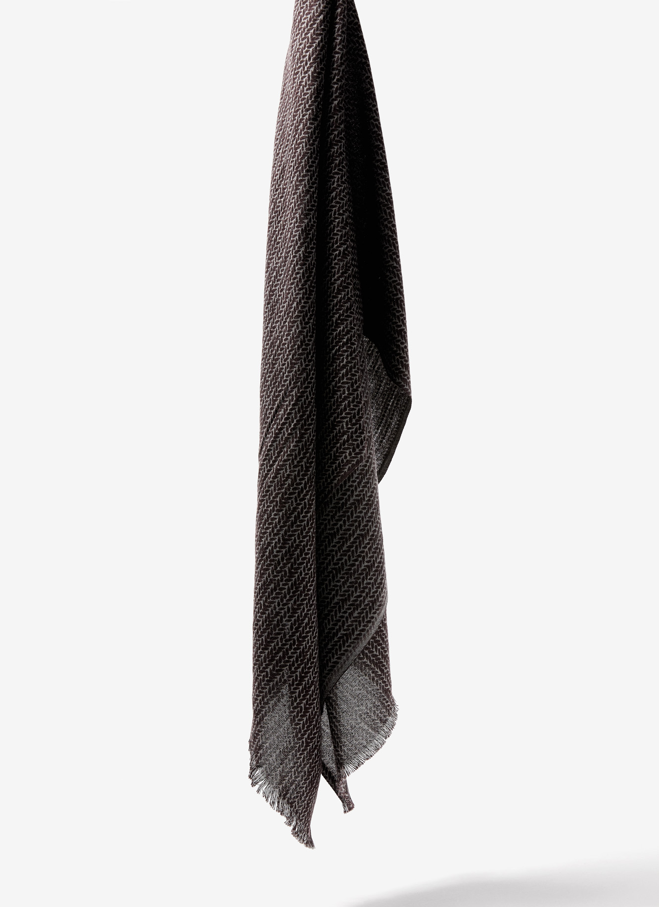 Cotton foulard with herringbone print image number 1