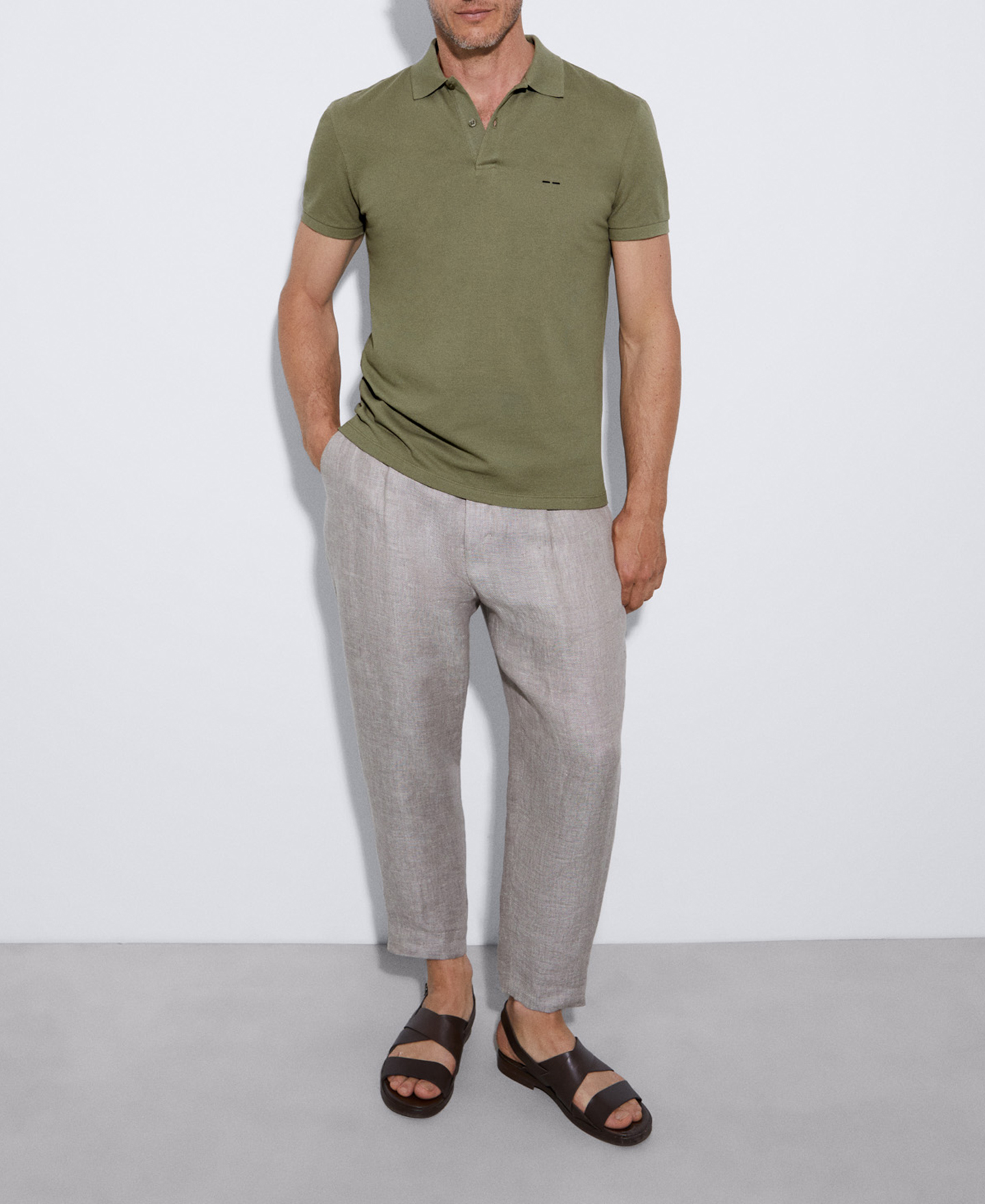 Cotton pique two button polo shirt image number 1